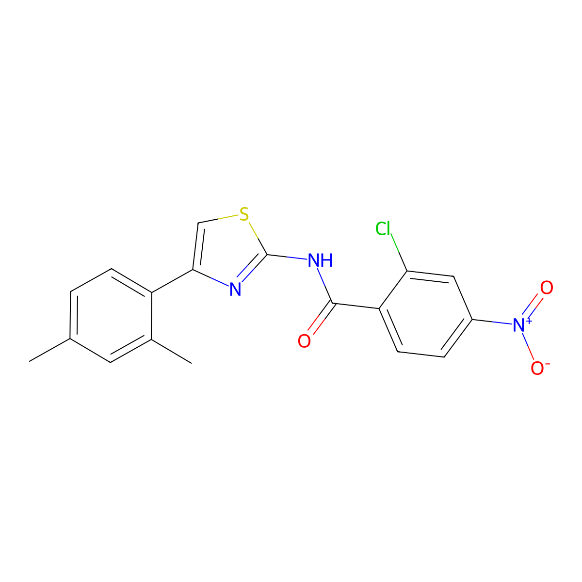 2-chloro-N-[4-(2,4-dimethylphenyl)-1,3-thiazol-2-yl]-4-nitrobenzamide molecular structure, CAS 362476-34-4