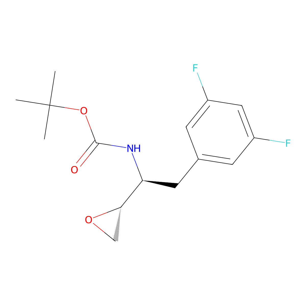tert-Butyl ((S)-2-(3,5-difluorophenyl)-1-((R)-oxiran-2-yl)ethyl)carbamate molecular structure, CAS 362480-04-4