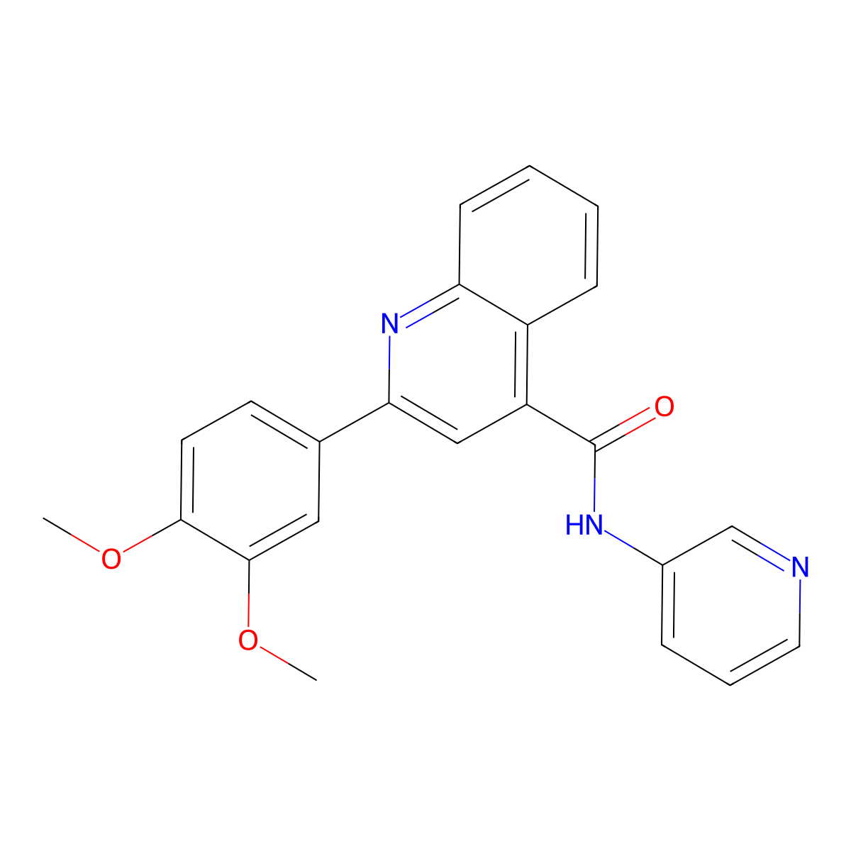 2-(3,4-dimethoxyphenyl)-N-(pyridin-3-yl)quinoline-4-carboxamide molecular structure, CAS 362481-07-0