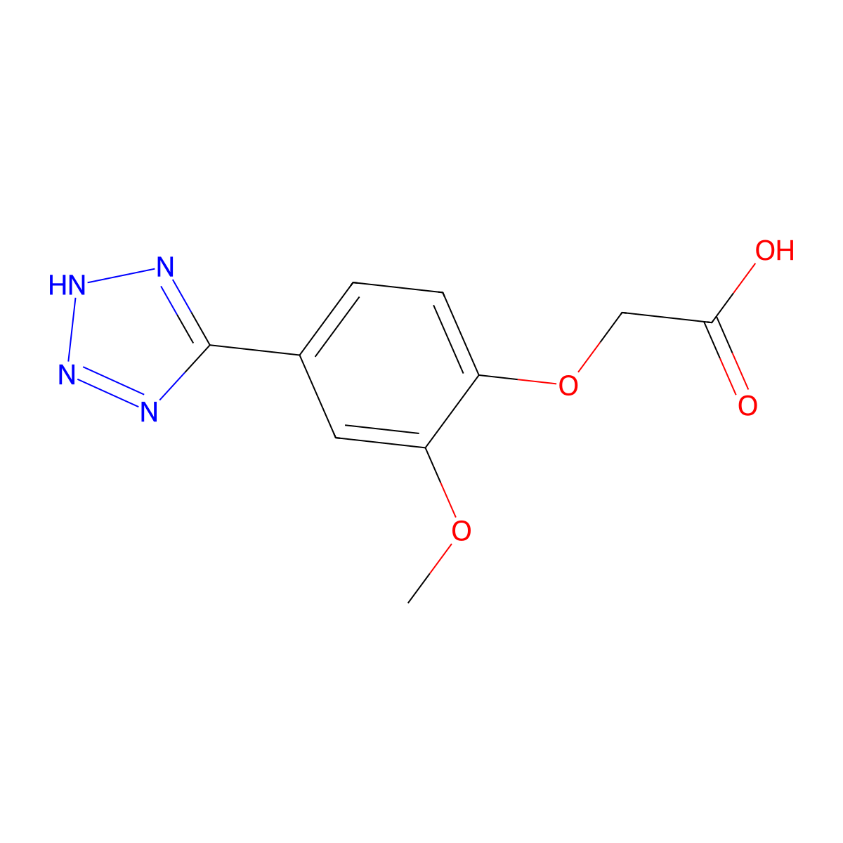 2-(2-methoxy-4-(2H-tetrazol-5-yl)phenoxy)acetic acid molecular structure, CAS 362481-47-8