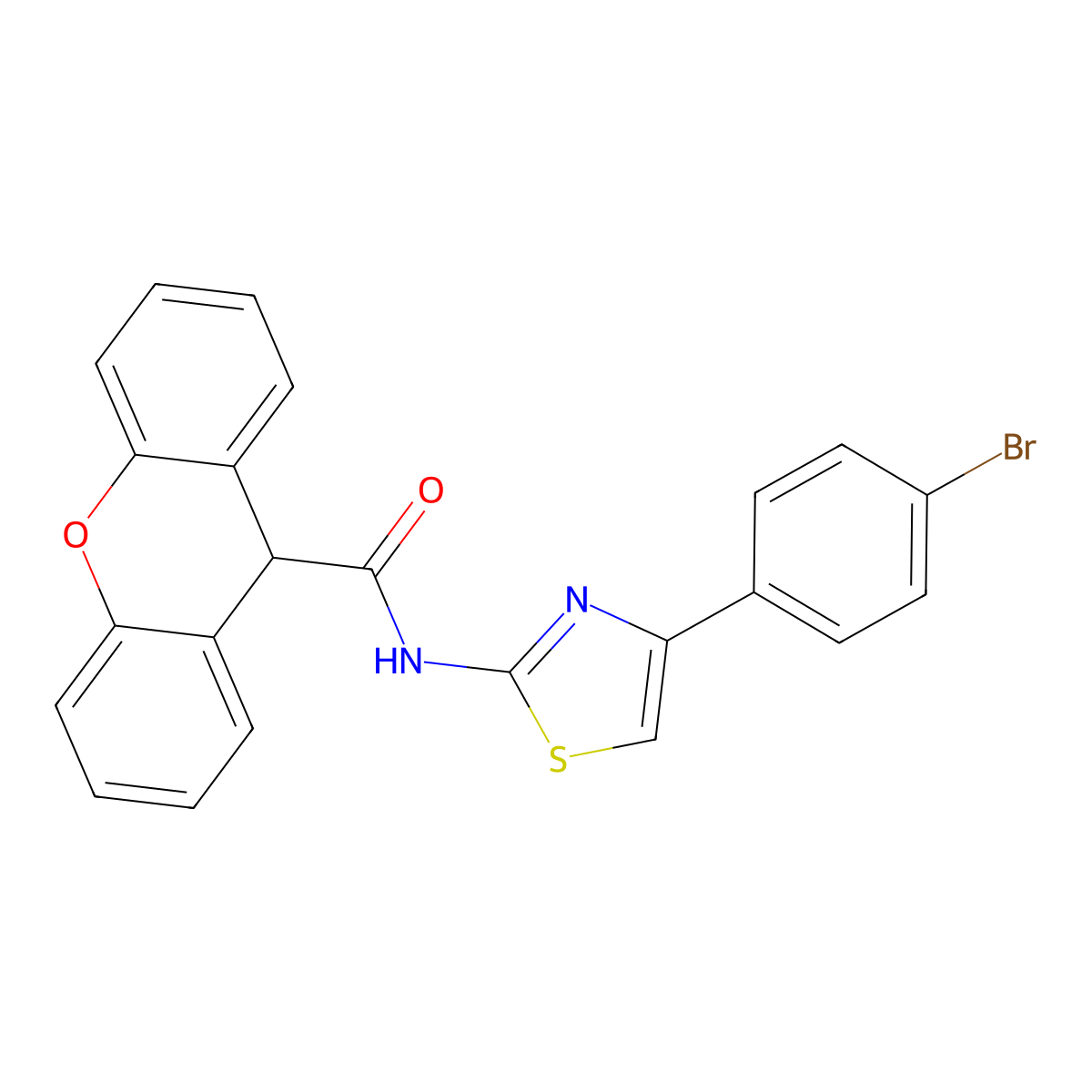 N-[4-(4-bromophenyl)-1,3-thiazol-2-yl]-9H-xanthene-9-carboxamide molecular structure, CAS 362481-53-6