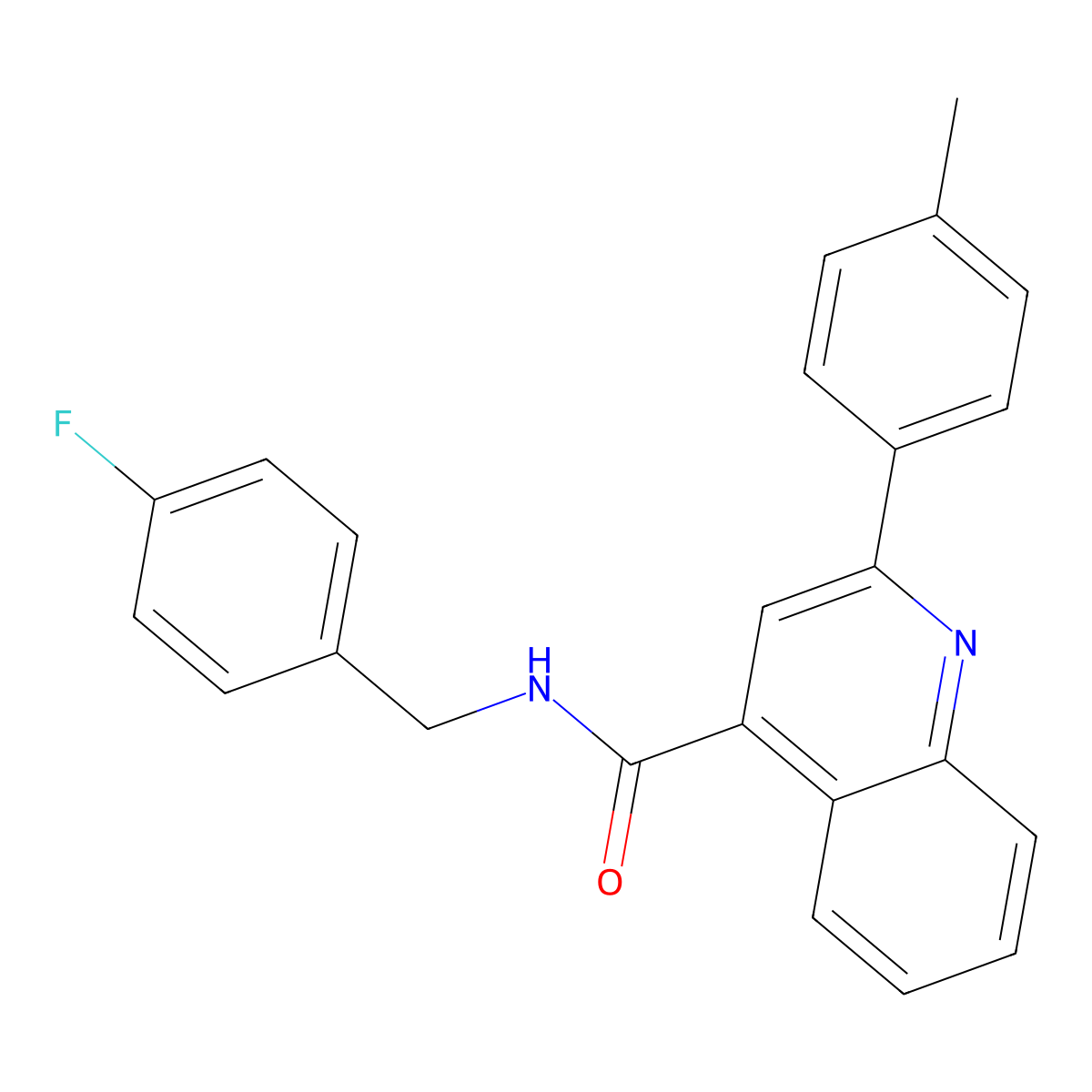 N-[(4-fluorophenyl)methyl]-2-(4-methylphenyl)quinoline-4-carboxamide molecular structure, CAS 362481-89-8