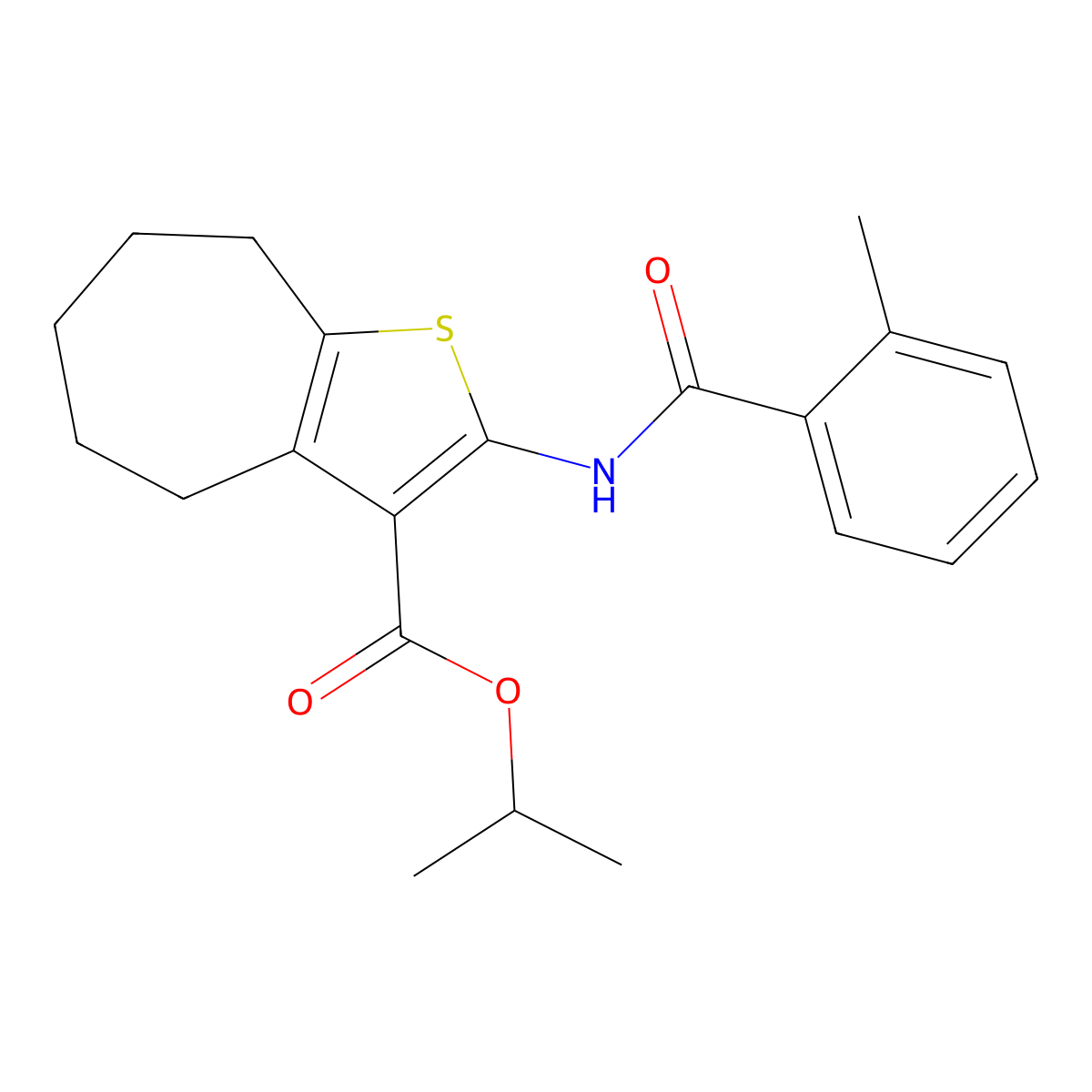 isopropyl 2-[(2-methylbenzoyl)amino]-5,6,7,8-tetrahydro-4H-cyclohepta[b]thiophene-3-carboxylate molecular structure, CAS 362481-99-0