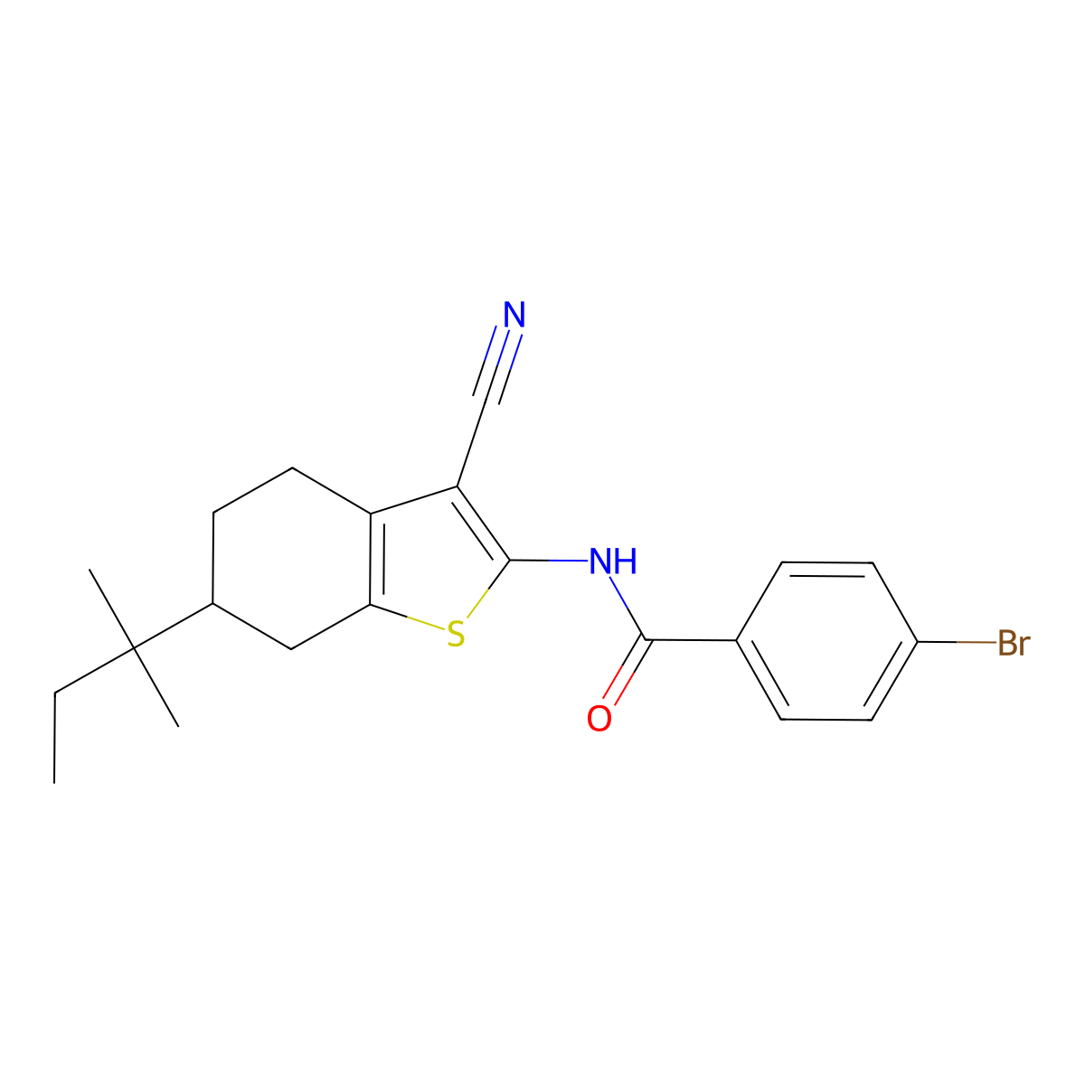 4-bromo-N-[3-cyano-6-(2-methylbutan-2-yl)-4,5,6,7-tetrahydro-1-benzothiophen-2-yl]benzamide molecular structure, CAS 362482-00-6