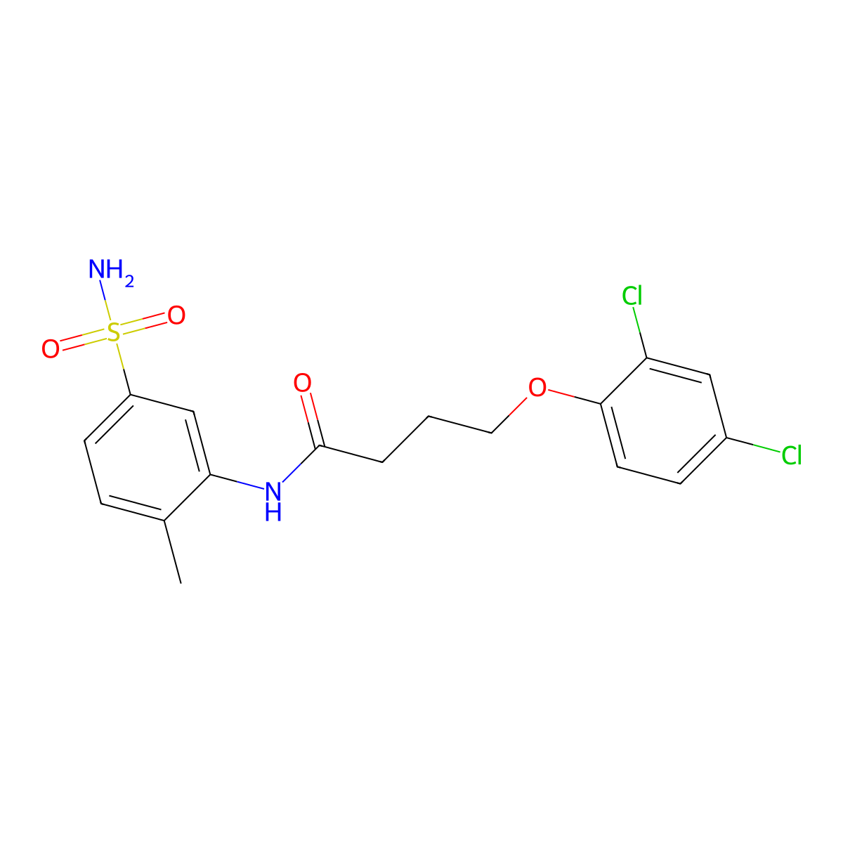 4-(2,4-dichlorophenoxy)-N-(2-methyl-5-sulfamoylphenyl)butanamide molecular structure, CAS 362482-03-9