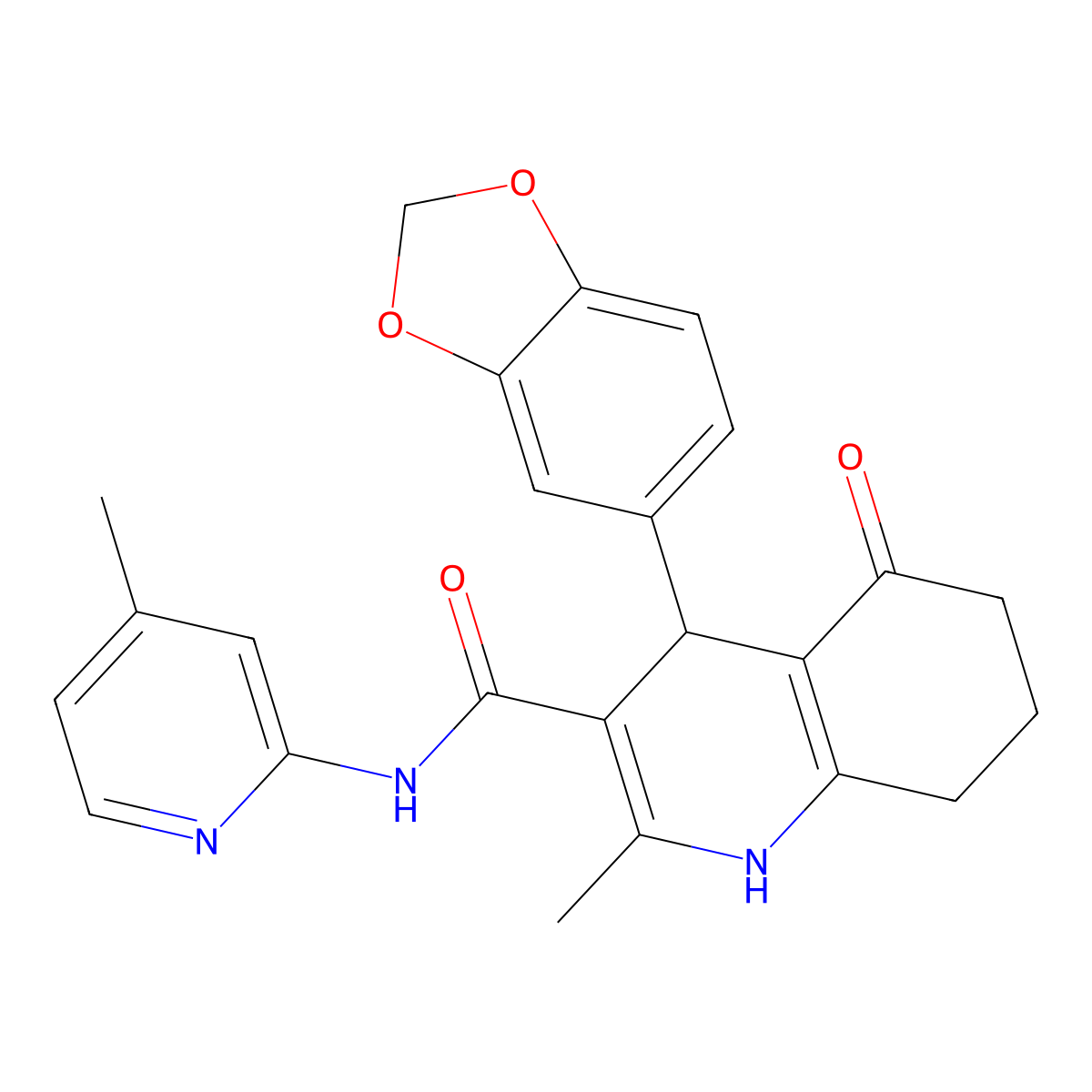 4-(1,3-benzodioxol-5-yl)-2-methyl-N-(4-methylpyridin-2-yl)-5-oxo-4,6,7,8-tetrahydro-1H-quinoline-3-carboxamide molecular structure, CAS 362486-67-7