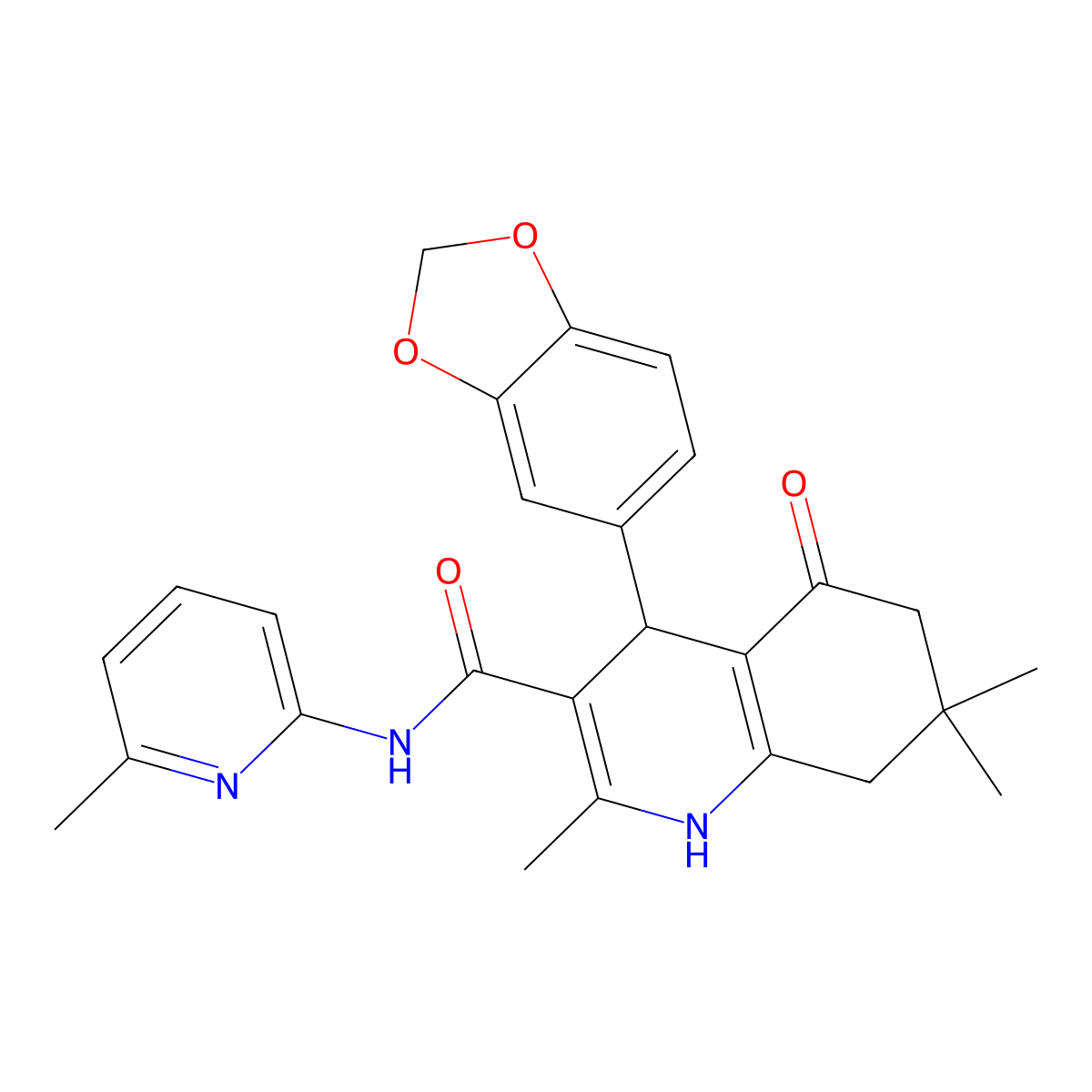 4-(1,3-benzodioxol-5-yl)-2,7,7-trimethyl-N-(6-methylpyridin-2-yl)-5-oxo-1,4,6,8-tetrahydroquinoline-3-carboxamide molecular structure, CAS 362486-79-1