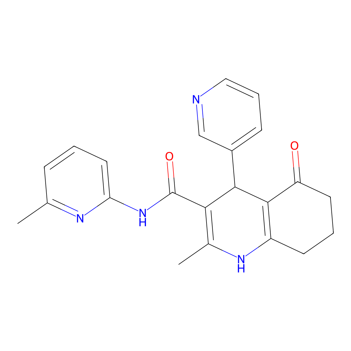 2-Methyl-N-(6-methyl-2-pyridinyl)-5-oxo-4-(3-pyridinyl)-1,4,5,6,7,8-hexahydro-3-quinolinecarboxamide molecular structure, CAS 362486-99-5