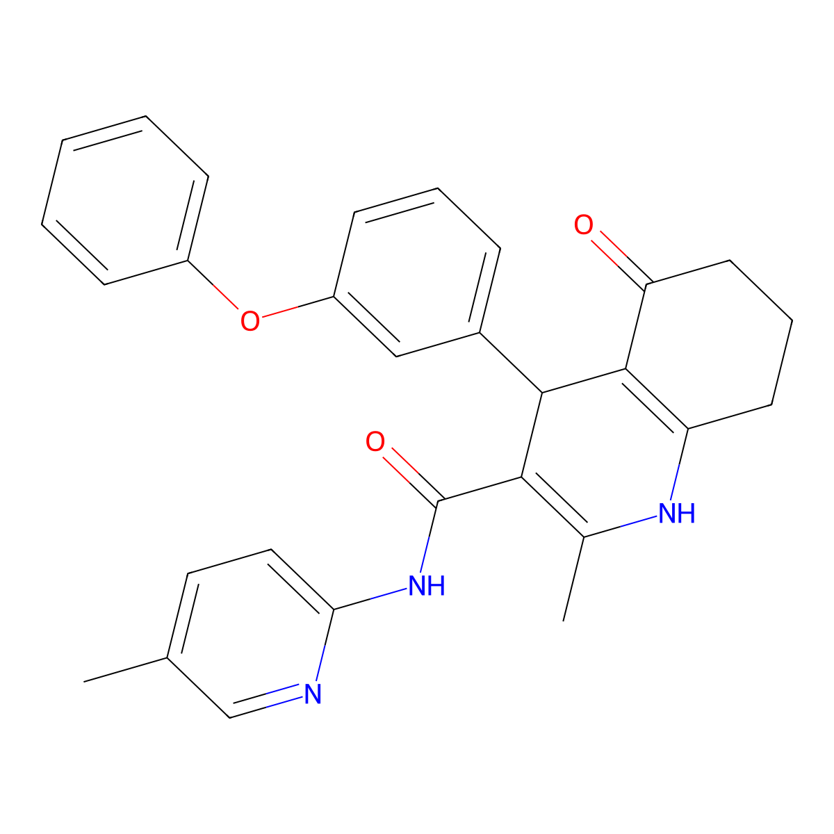 2-methyl-N-(5-methyl-2-pyridinyl)-5-oxo-4-(3-phenoxyphenyl)-1,4,5,6,7,8-hexahydro-3-quinolinecarboxamide molecular structure, CAS 362487-28-3