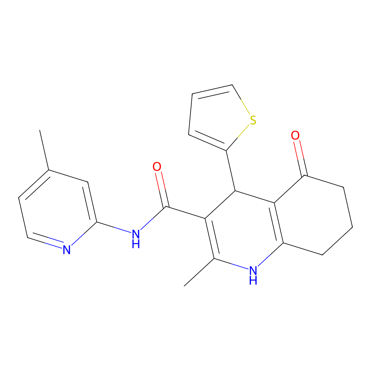 2-Methyl-N-(4-methyl-2-pyridinyl)-5-oxo-4-(2-thienyl)-1,4,5,6,7,8-hexahydro-3-quinolinecarboxamide molecular structure, CAS 362487-51-2