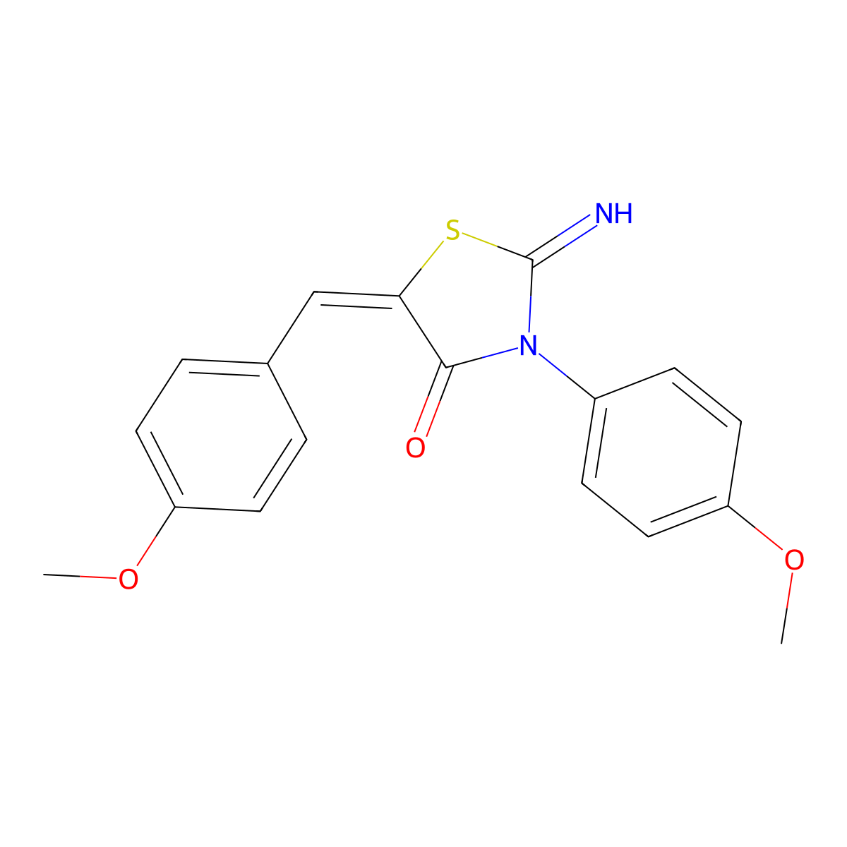 4-Thiazolidinone, 2-iMino-3-(4-Methoxyphenyl)-5-[(4-Methoxyphenyl)Methylene]- molecular structure, CAS 362490-15-1