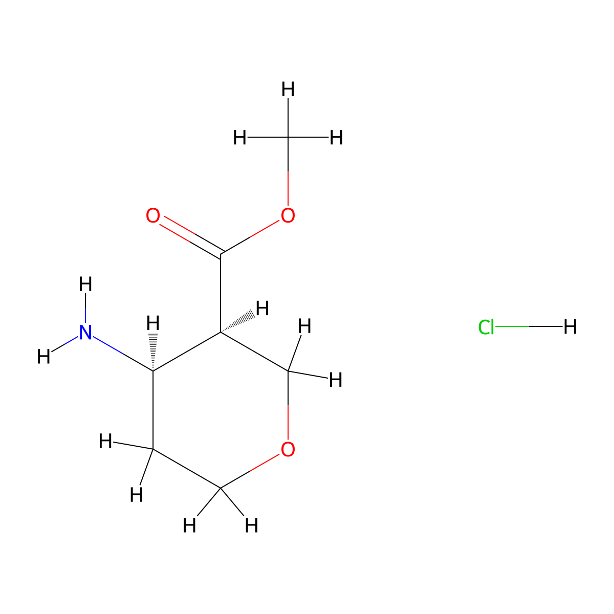 Methyl (3R,4R)-4-aminotetrahydropyran-3-carboxylate hydrochloride molecular structure, CAS 362490-24-2