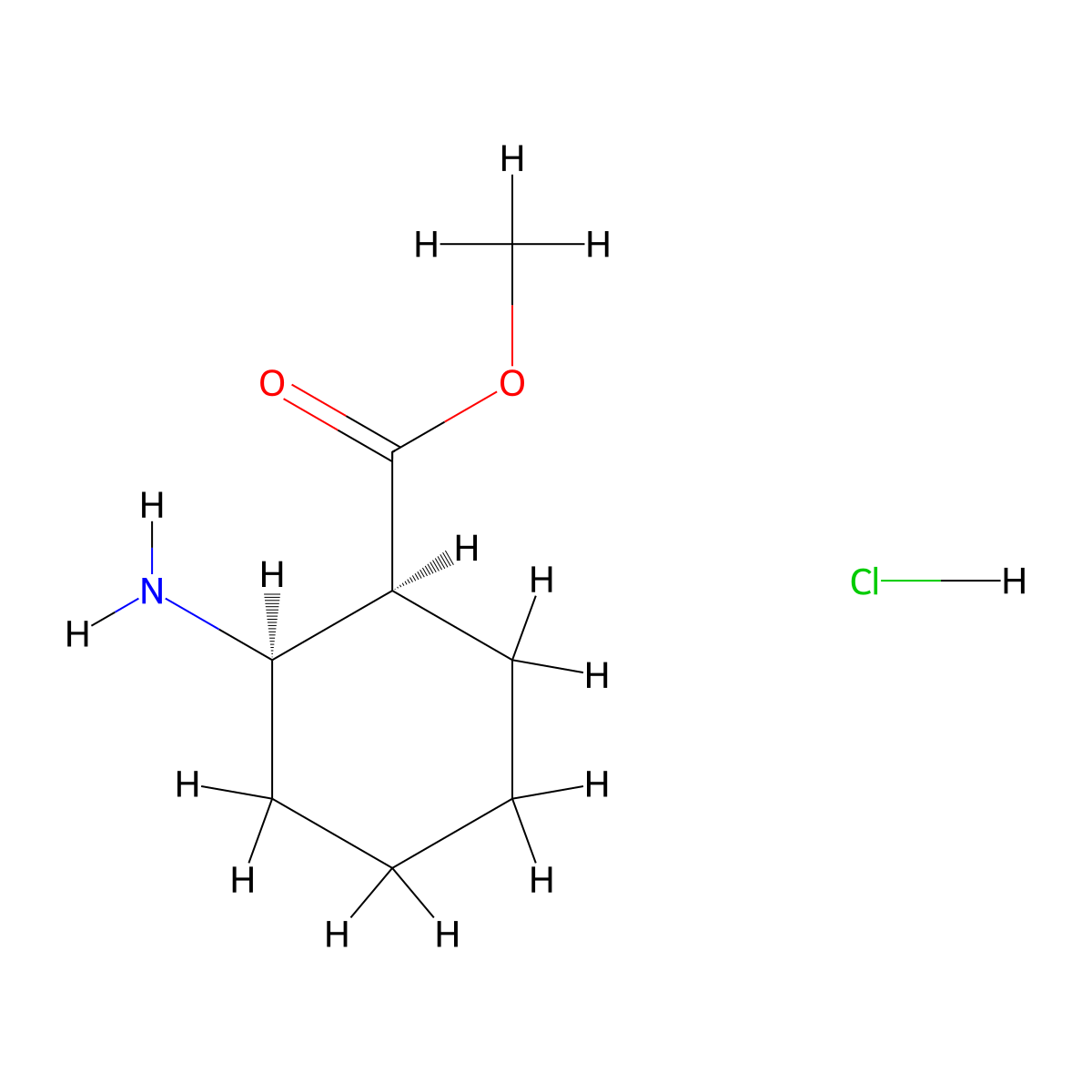 methyl (1S,2R)-2-aminocyclohexane-1-carboxylate hydrochloride molecular structure, CAS 362490-42-4