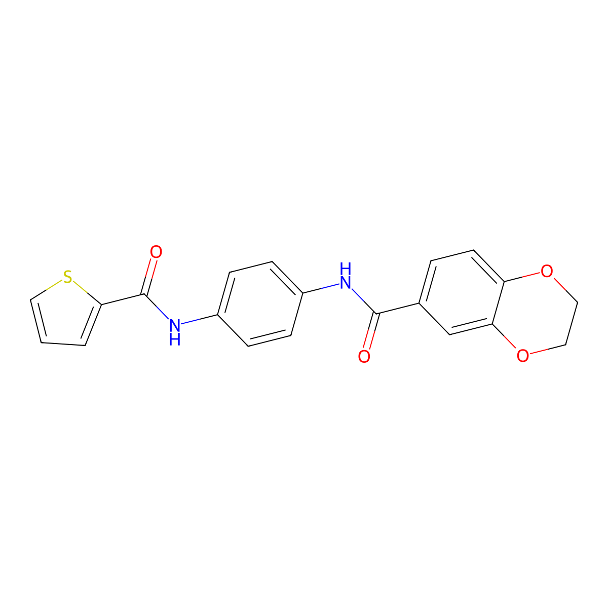 N-[4-(thiophene-2-carbonylamino)phenyl]-2,3-dihydro-1,4-benzodioxine-6-carboxamide molecular structure, CAS 362490-43-5