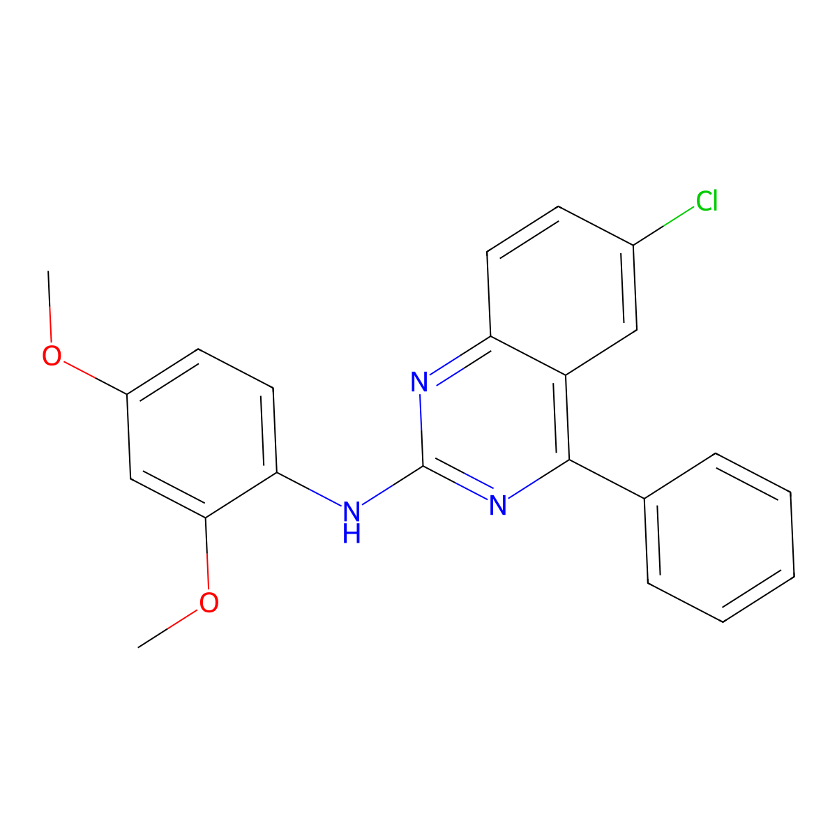 6-chloro-N-(2,4-dimethoxyphenyl)-4-phenylquinazolin-2-amine molecular structure, CAS 362490-48-0