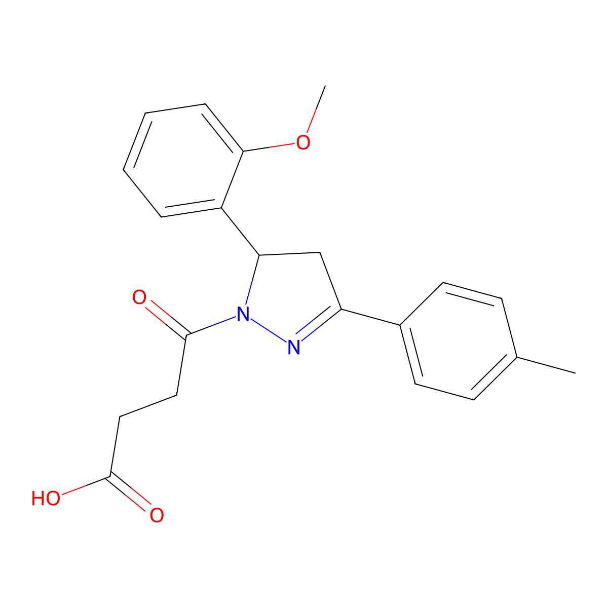 4-[5-(2-methoxyphenyl)-3-(4-methylphenyl)-4,5-dihydro-1H-pyrazol-1-yl]-4-oxobutanoic acid molecular structure, CAS 362490-61-7