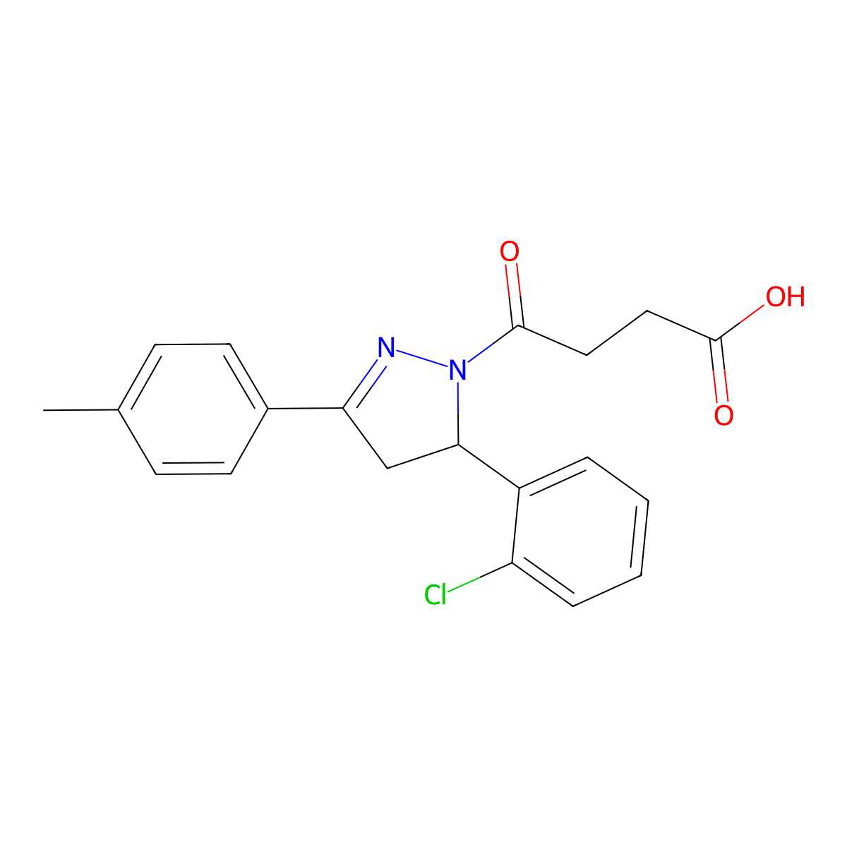 4-[5-(2-chlorophenyl)-3-(4-methylphenyl)-4,5-dihydro-1H-pyrazol-1-yl]-4-oxobutanoic acid molecular structure, CAS 362490-64-0