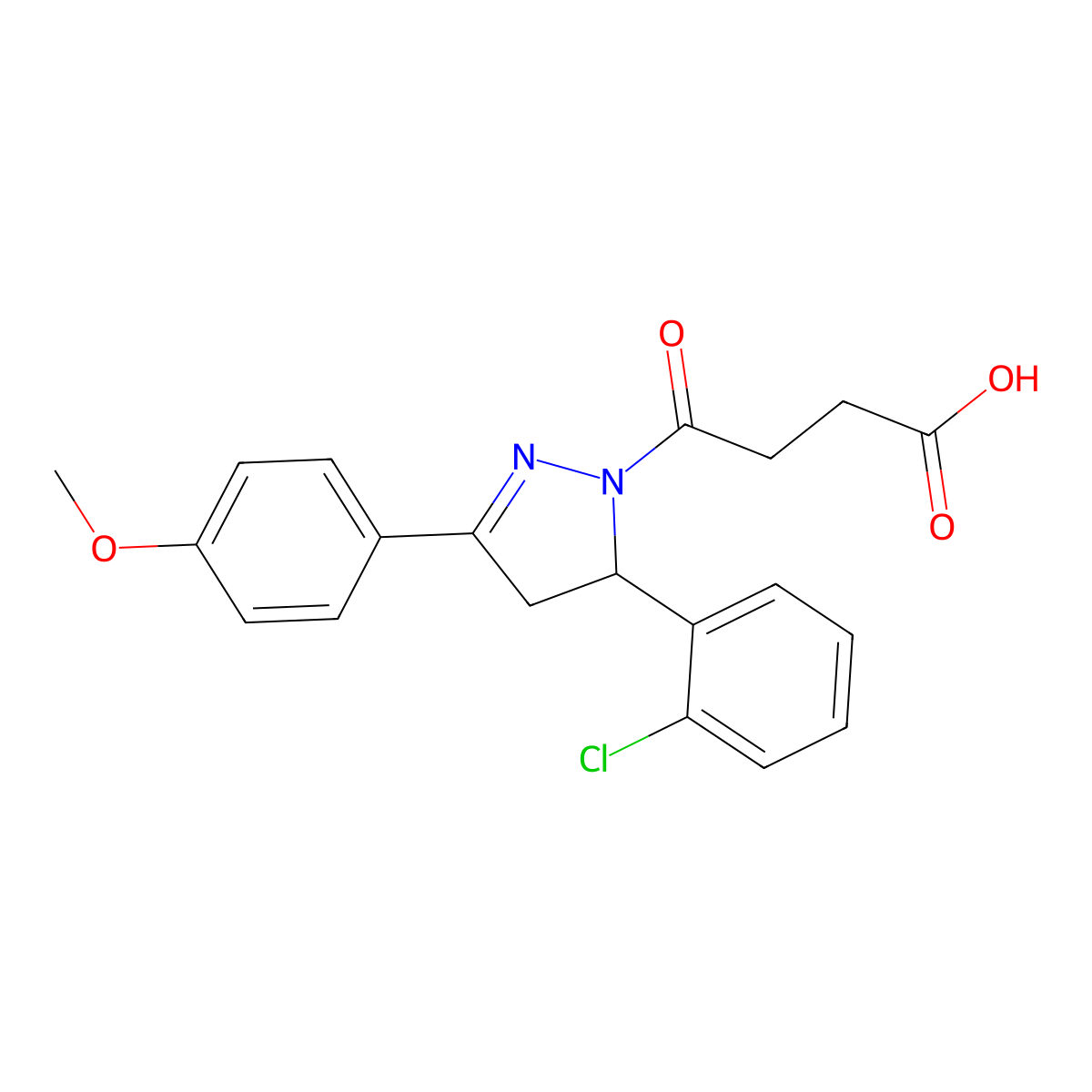 4-(5-(2-chlorophenyl)-3-(4-methoxyphenyl)-4,5-dihydro-1H-pyrazol-1-yl)-4-oxobutanoic acid molecular structure, CAS 362490-66-2