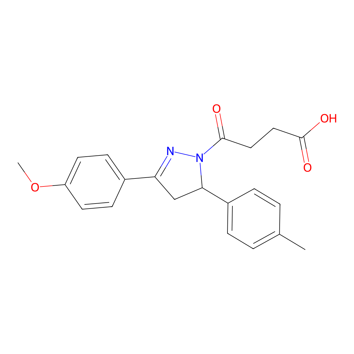4-[5-(4-Methoxyphenyl)-3-(4-methylphenyl)-3,4-dihydropyrazol-2-yl]-4-oxobutanoic acid molecular structure, CAS 362490-68-4