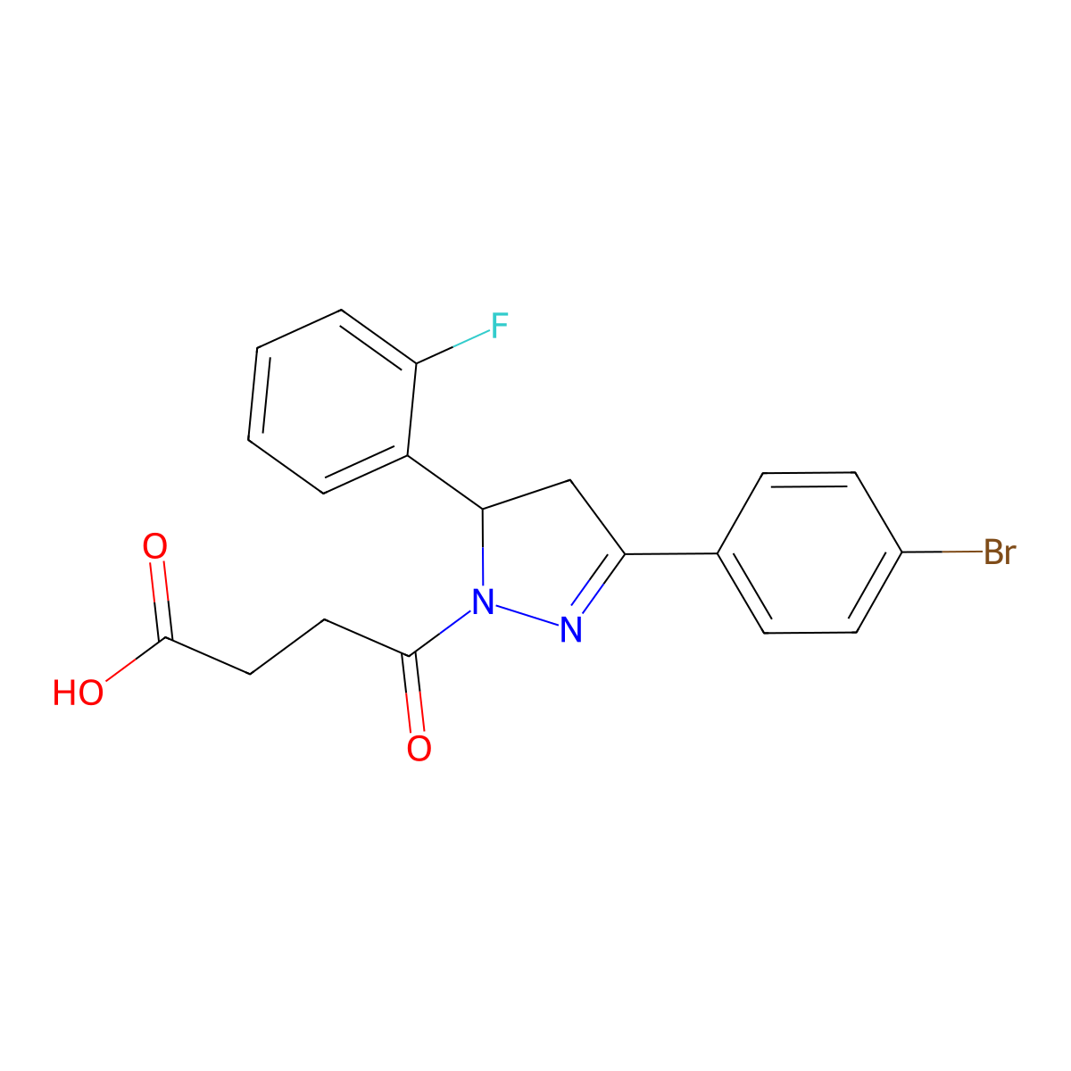 4-(3-(4-bromophenyl)-5-(2-fluorophenyl)-4,5-dihydro-1H-pyrazol-1-yl)-4-oxobutanoic acid molecular structure, CAS 362490-71-9