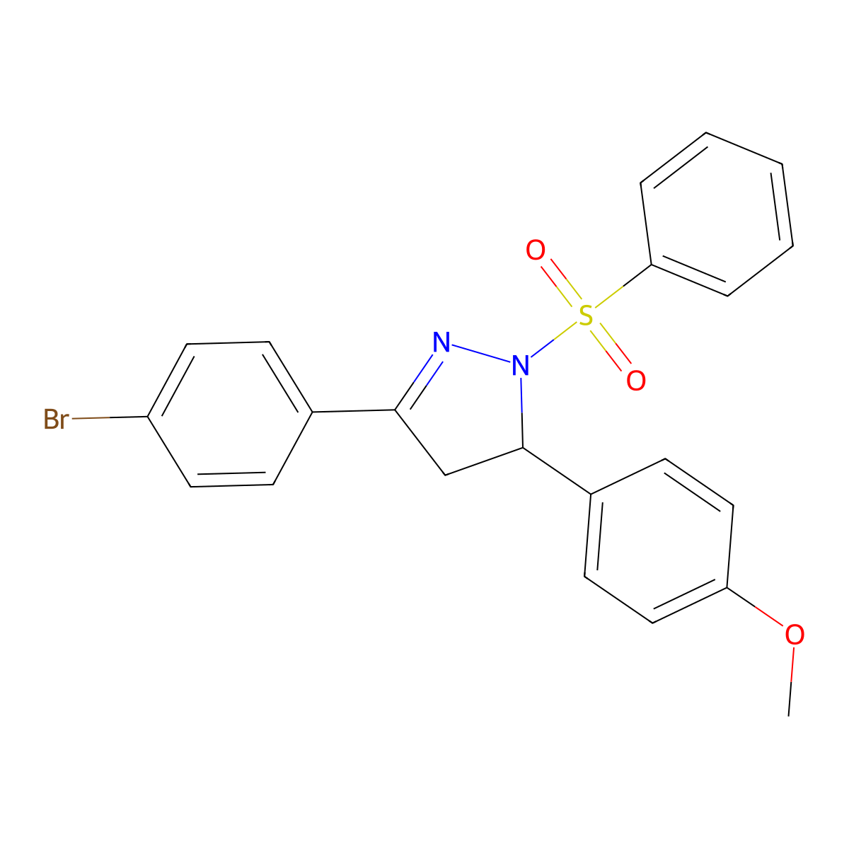 3-(4-bromophenyl)-5-(4-methoxyphenyl)-1-(phenylsulfonyl)-4,5-dihydro-1H-pyrazole molecular structure, CAS 362490-87-7