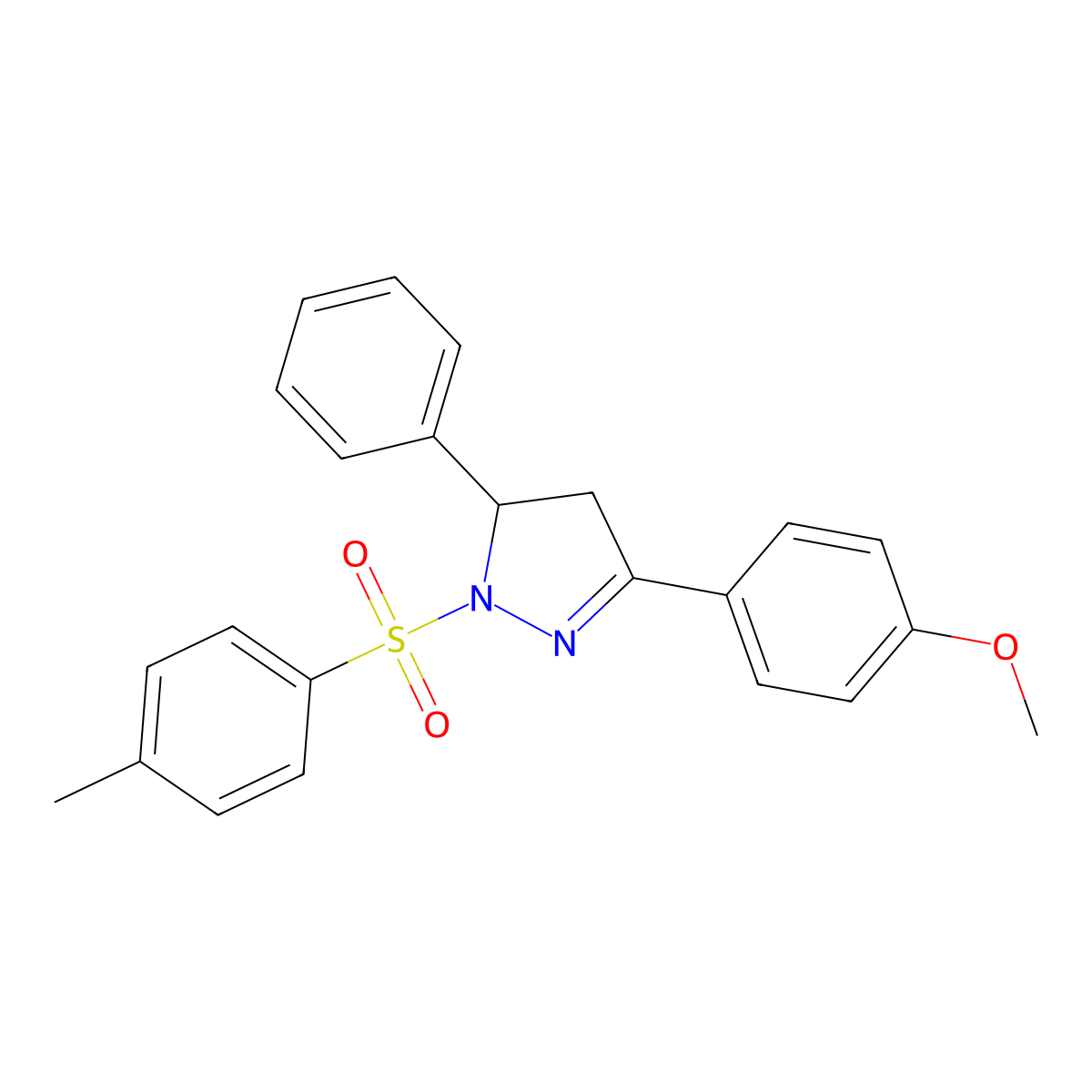 3-(4-methoxyphenyl)-5-phenyl-1-tosyl-4,5-dihydro-1H-pyrazole molecular structure, CAS 362490-90-2