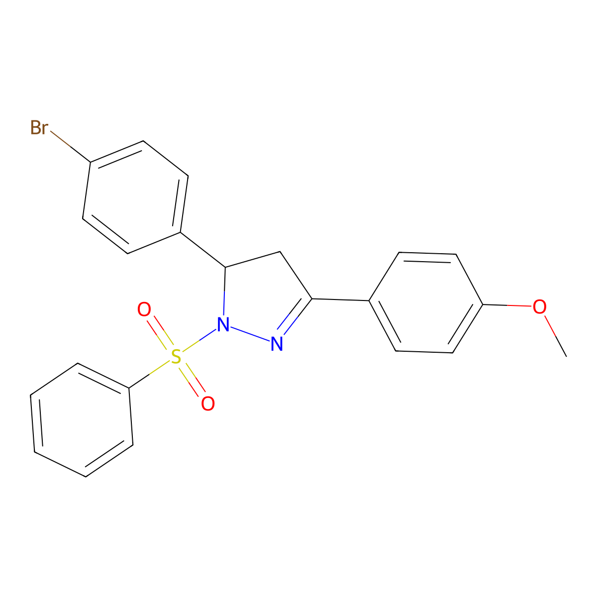 5-(4-bromophenyl)-3-(4-methoxyphenyl)-1-(phenylsulfonyl)-4,5-dihydro-1H-pyrazole molecular structure, CAS 362490-92-4