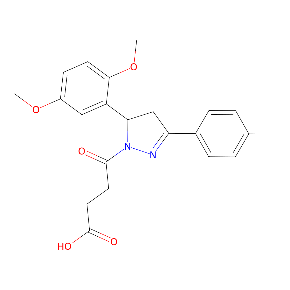 4-[5-(2,5-dimethoxyphenyl)-3-(4-methylphenyl)-4,5-dihydro-1H-pyrazol-1-yl]-4-oxobutanoic acid molecular structure, CAS 362491-16-5