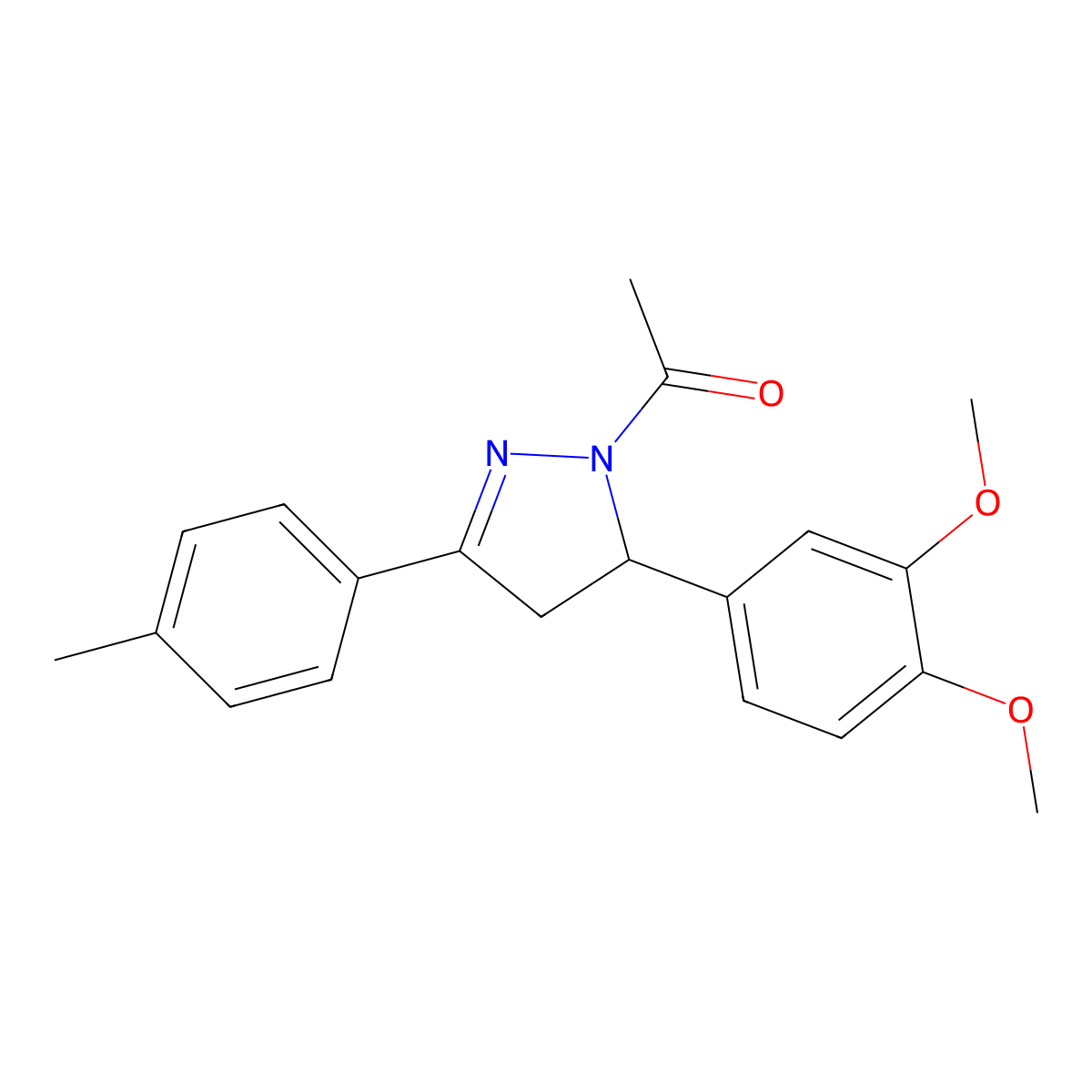1-[3-(3,4-Dimethoxyphenyl)-5-(4-methylphenyl)-3,4-dihydropyrazol-2-yl]ethanone molecular structure, CAS 362491-32-5