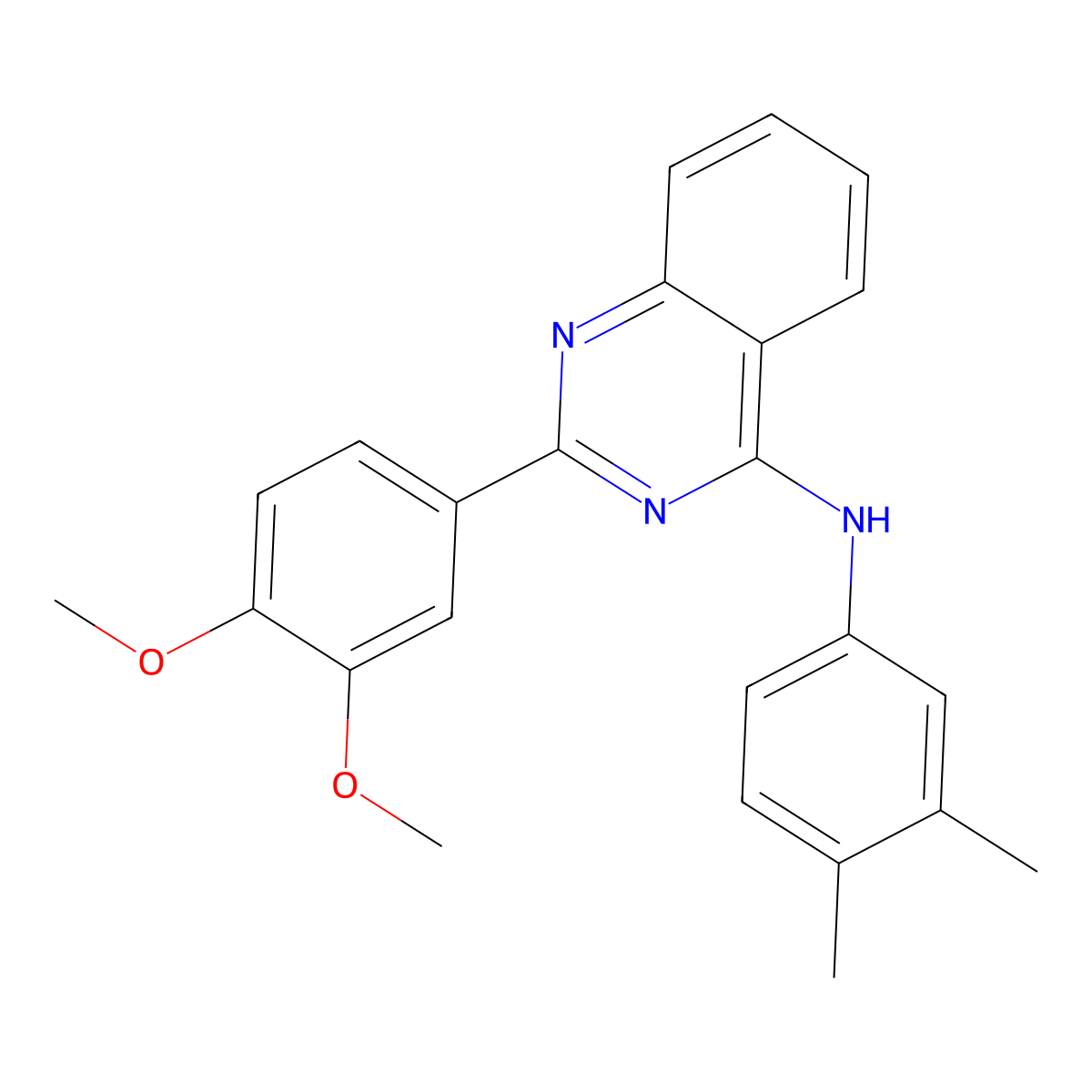 2-(3,4-dimethoxyphenyl)-N-(3,4-dimethylphenyl)quinazolin-4-amine molecular structure, CAS 362493-17-2
