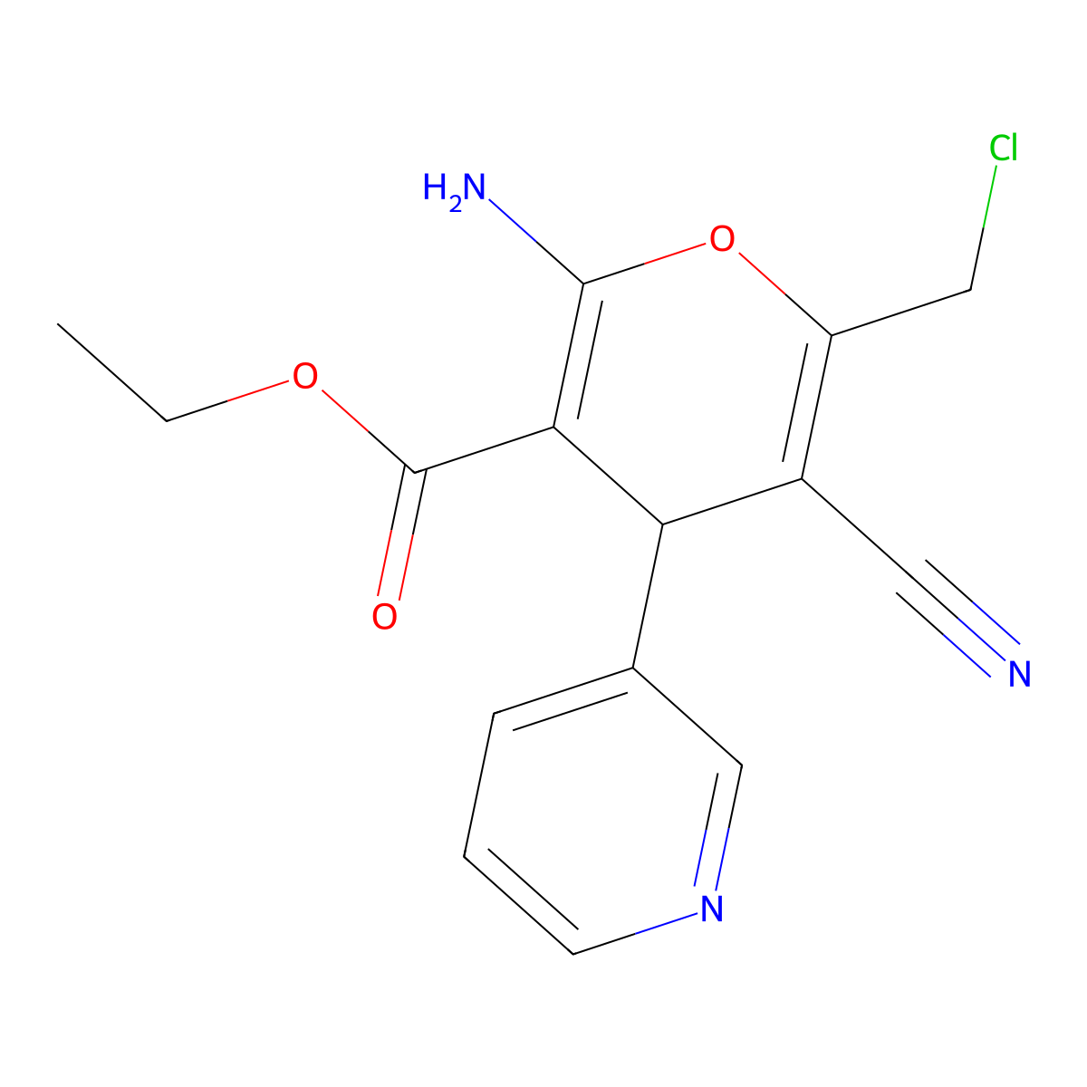 ethyl 2-amino-6-(chloromethyl)-5-cyano-4-(3-pyridinyl)-4H-pyran-3-carboxylate molecular structure, CAS 362494-72-2