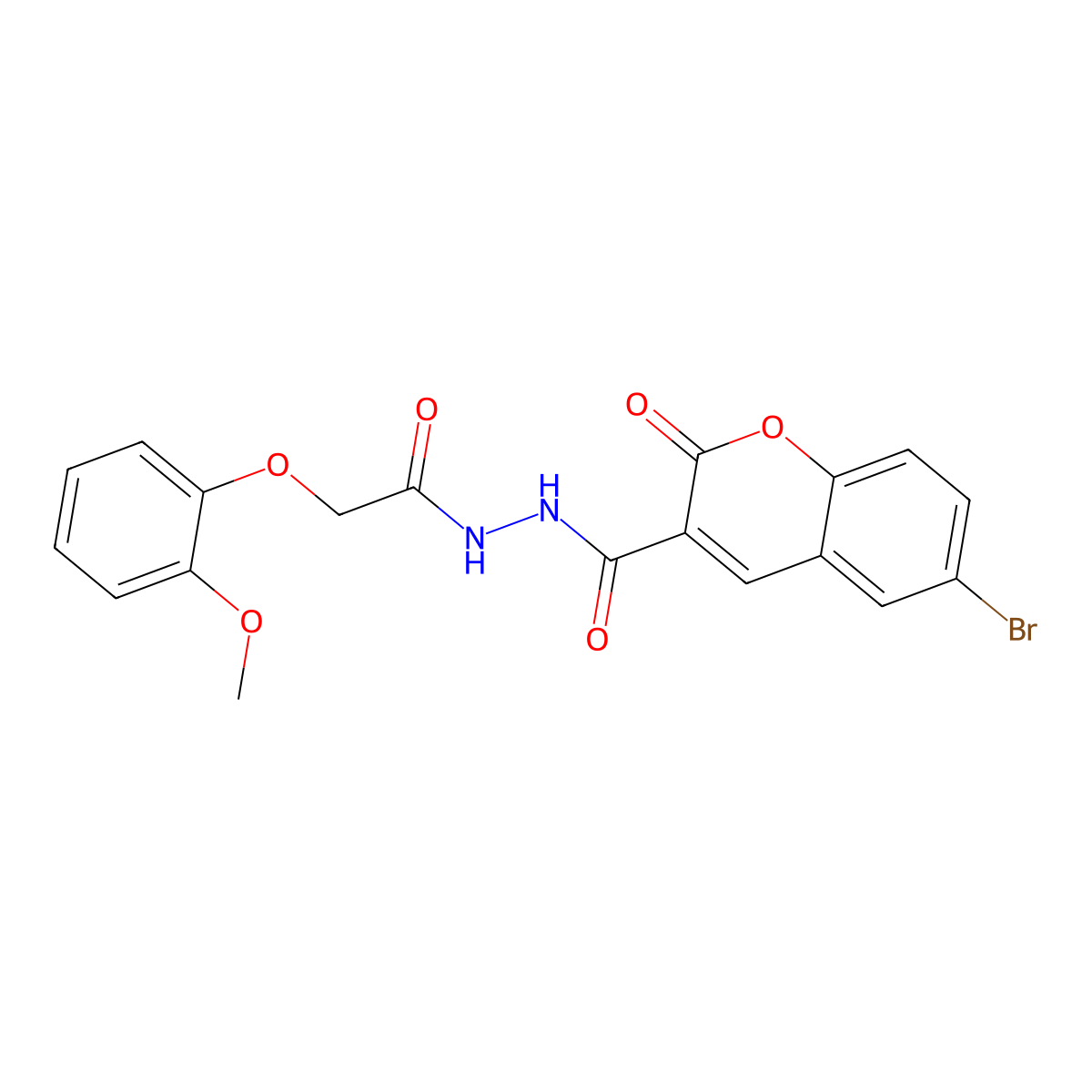 6-bromo-N'-[(2-methoxyphenoxy)acetyl]-2-oxo-2H-chromene-3-carbohydrazide molecular structure, CAS 362497-94-7