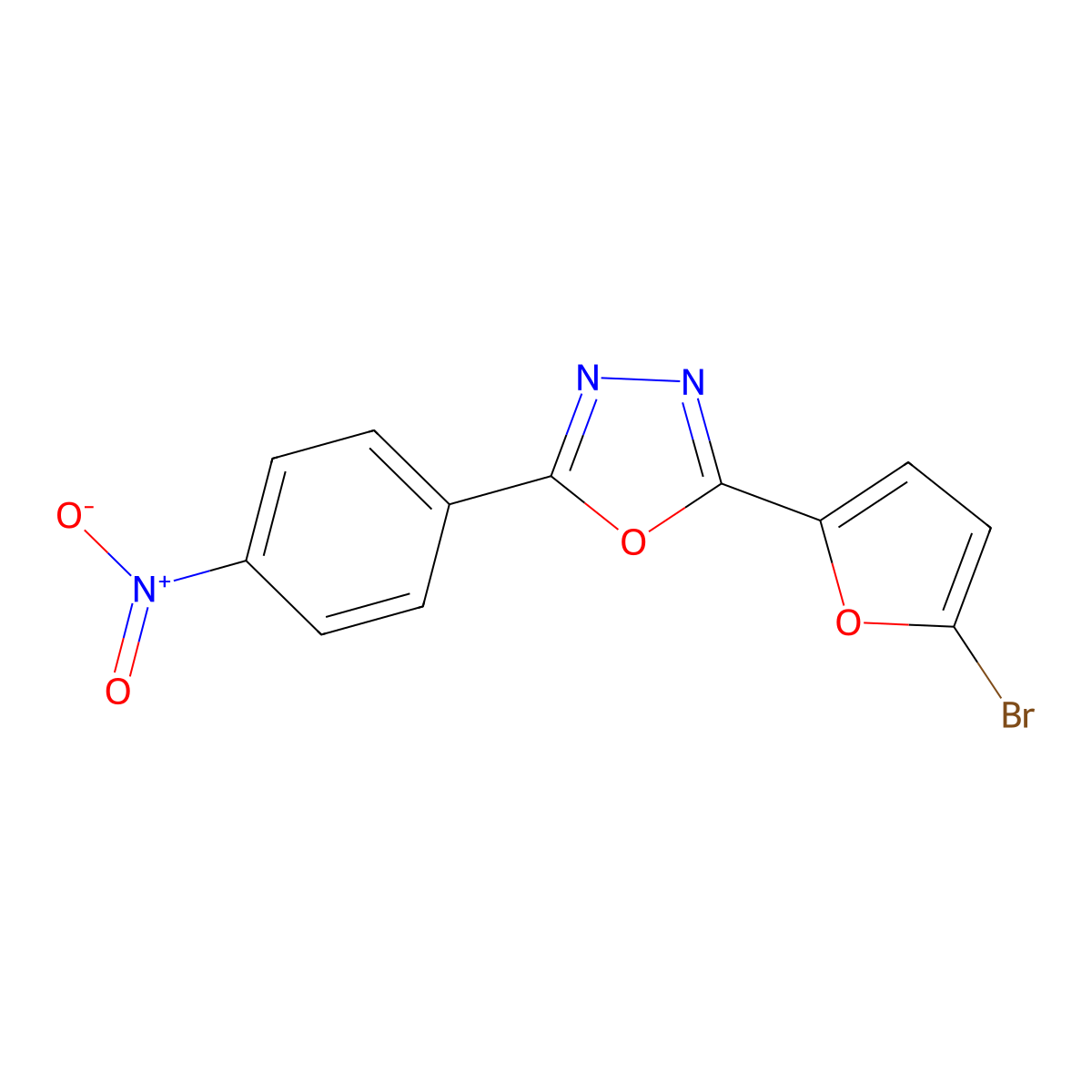 2-(5-Bromofuran-2-yl)-5-(4-nitrophenyl)-1,3,4-oxadiazole molecular structure, CAS 362498-37-1
