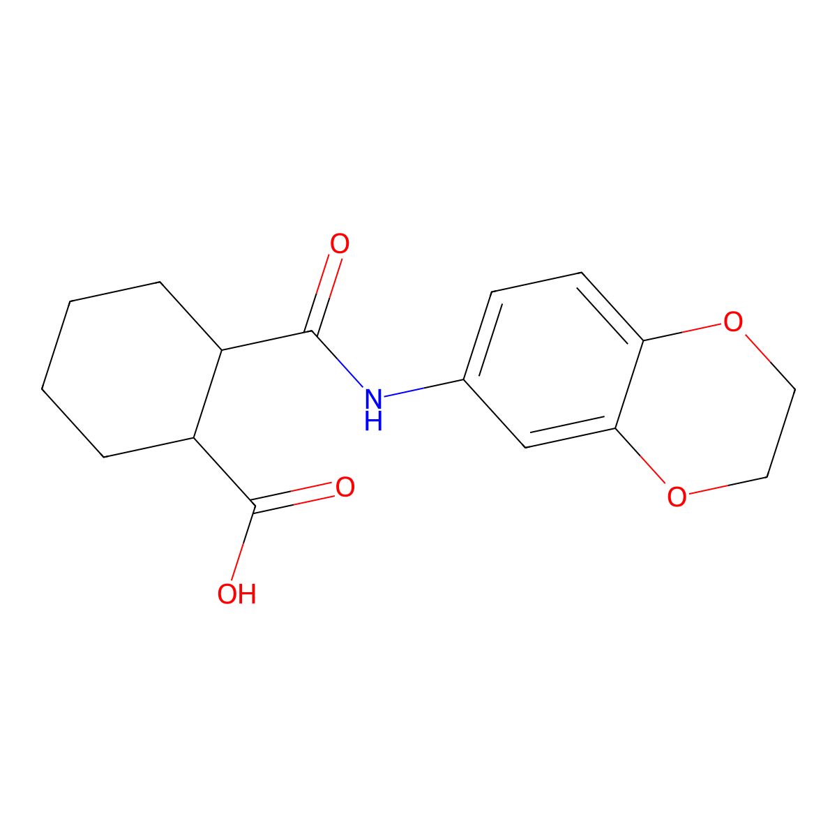 2-[(2,3-Dihydro-1,4-benzodioxin-6-ylamino)-oxomethyl]-1-cyclohexanecarboxylic acid molecular structure, CAS 362499-29-4