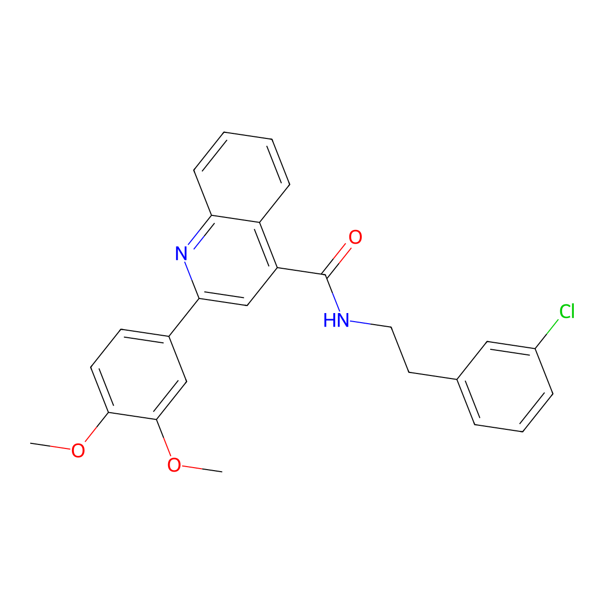 N-[2-(3-chlorophenyl)ethyl]-2-(3,4-dimethoxyphenyl)quinoline-4-carboxamide molecular structure, CAS 362499-53-4