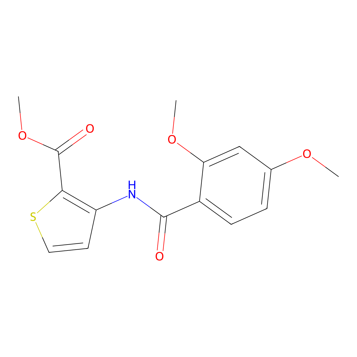 Methyl 3-[(2,4-dimethoxybenzoyl)amino]-2-thiophenecarboxylate molecular structure, CAS 362499-93-2