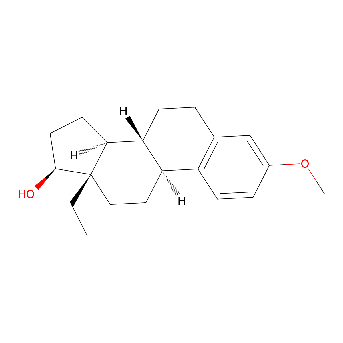(17beta)-13-Ethyl-3-methoxygona-1,3,5(10)-trien-17-ol molecular structure, CAS 3625-82-9