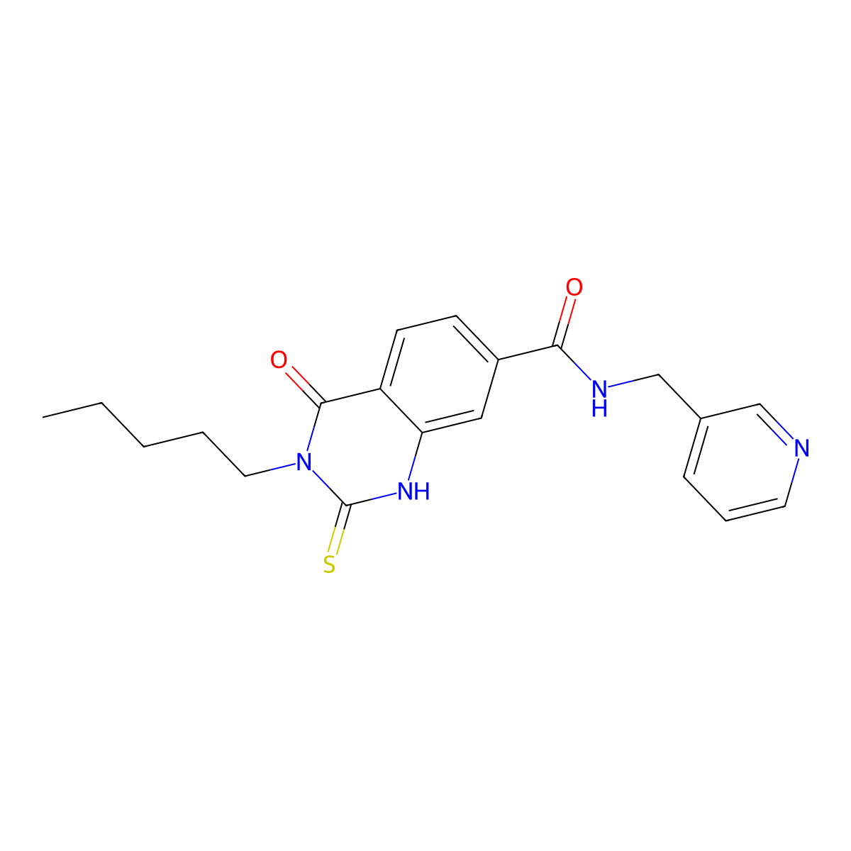 4-oxo-3-pentyl-N-(pyridin-3-ylmethyl)-2-sulfanylidene-1H-quinazoline-7-carboxamide molecular structure, CAS 362500-90-1