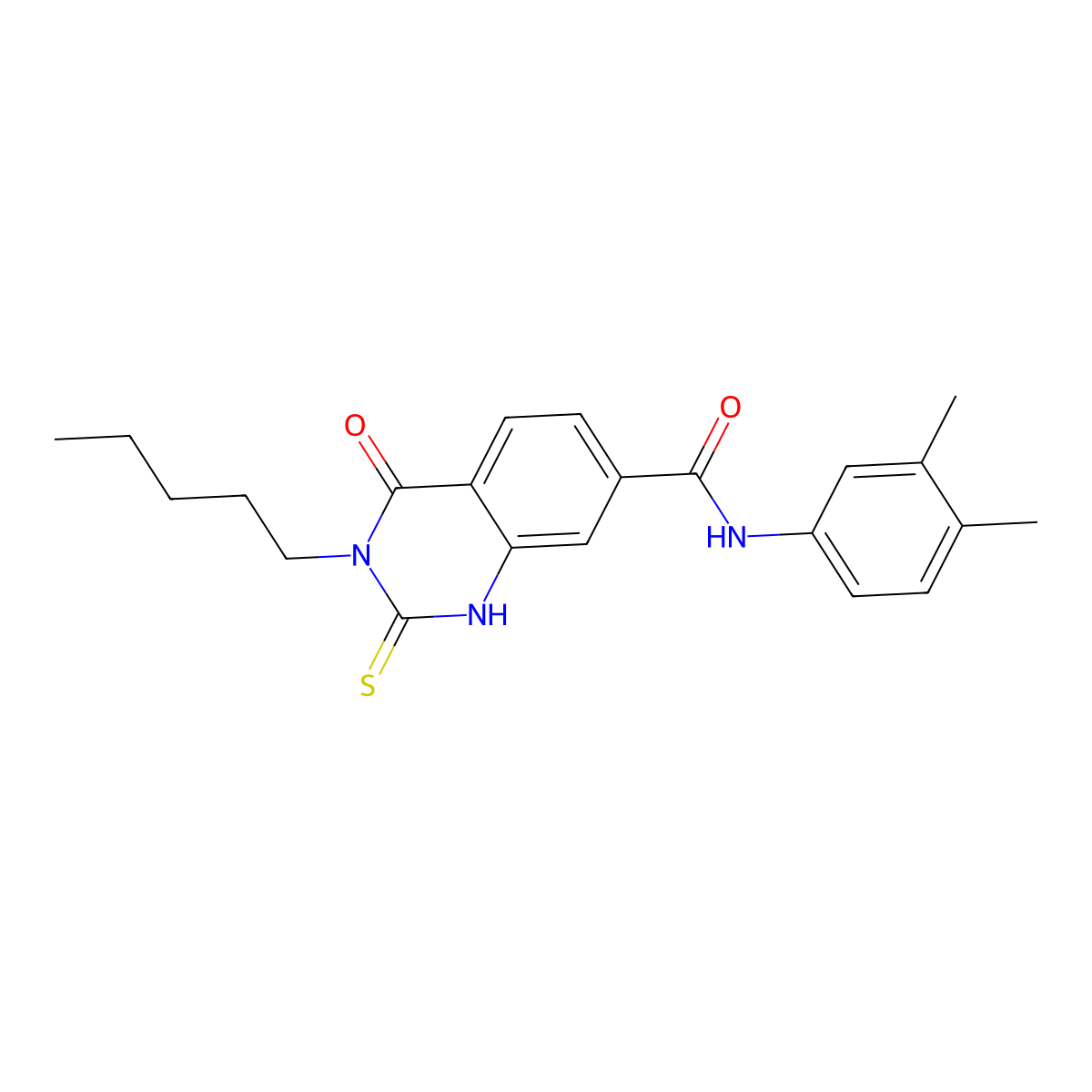 N-(3,4-dimethylphenyl)-4-oxo-3-pentyl-2-sulfanylidene-1H-quinazoline-7-carboxamide molecular structure, CAS 362500-91-2