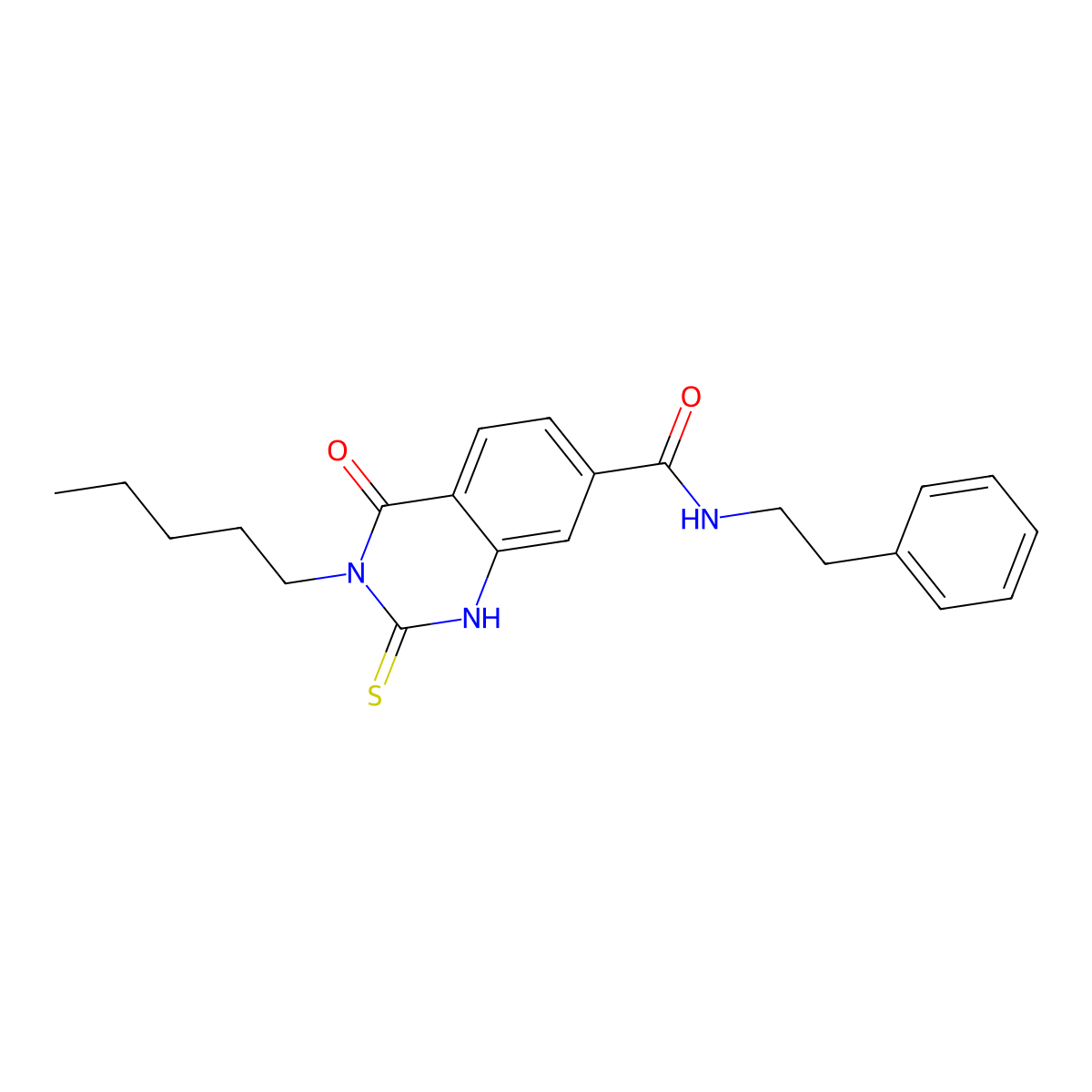 4-oxo-3-pentyl-N-phenethyl-2-thioxo-1,2,3,4-tetrahydroquinazoline-7-carboxamide molecular structure, CAS 362500-92-3