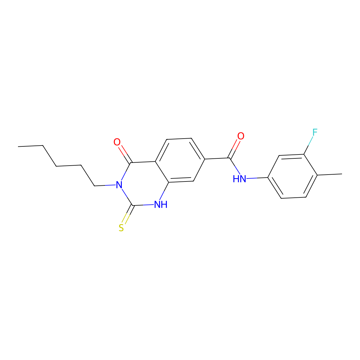 N-(3-fluoro-4-methylphenyl)-4-oxo-3-pentyl-2-sulfanylidene-1H-quinazoline-7-carboxamide molecular structure, CAS 362500-93-4