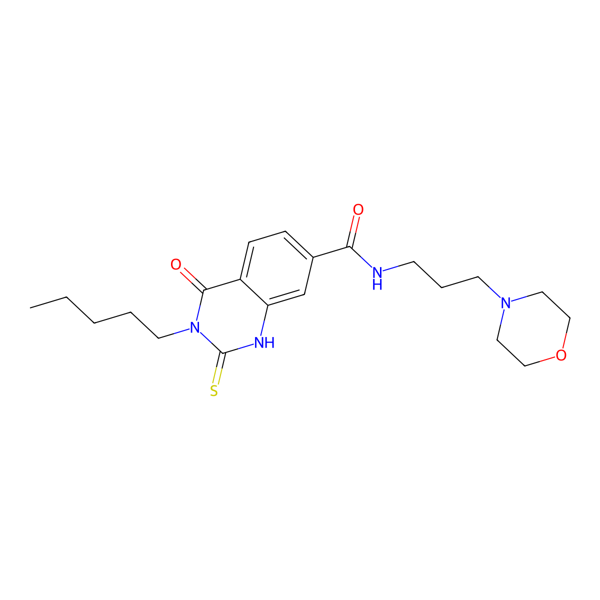 N-(3-morpholinopropyl)-4-oxo-3-pentyl-2-thioxo-1,2,3,4-tetrahydroquinazoline-7-carboxamide molecular structure, CAS 362500-99-0