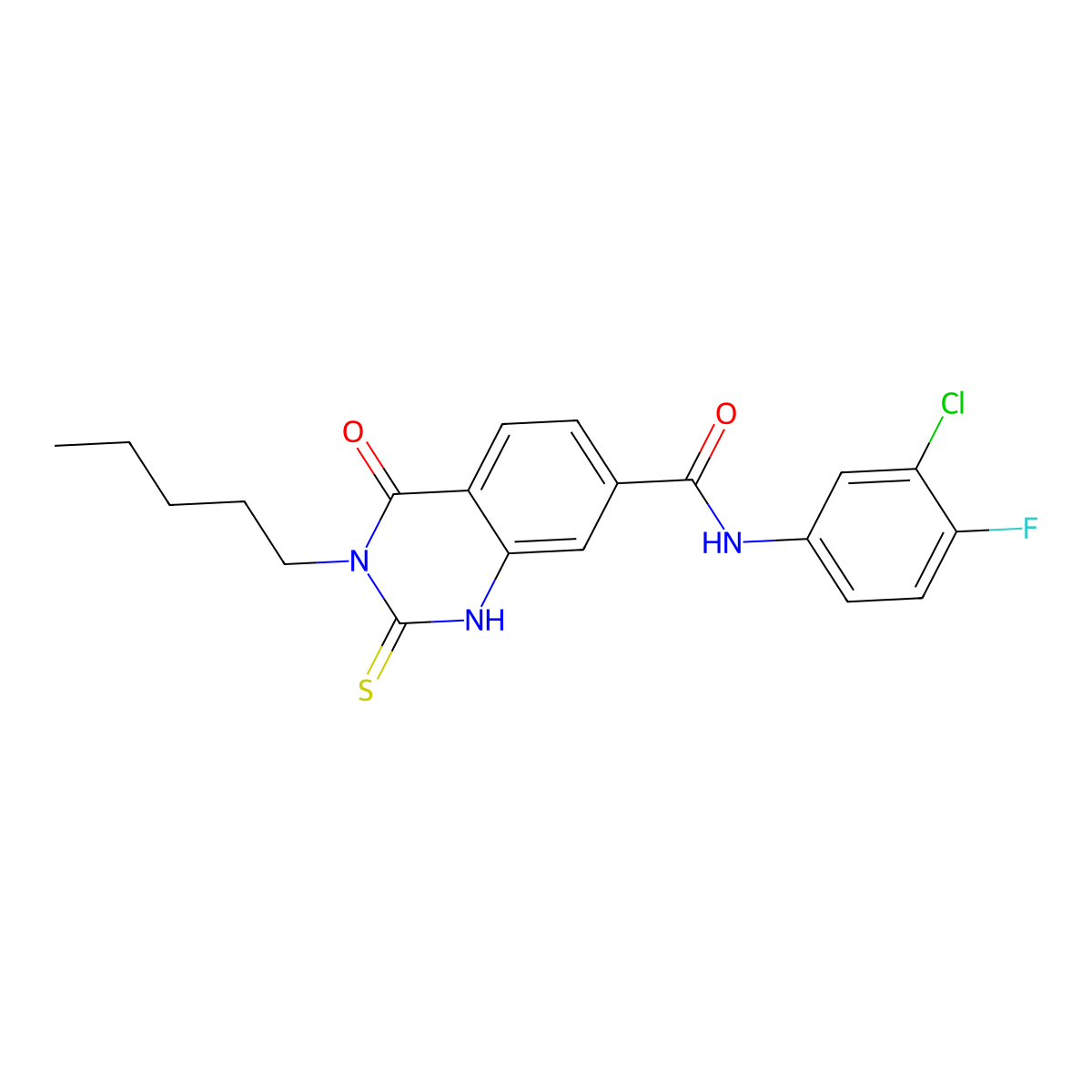 N-(3-chloro-4-fluorophenyl)-4-oxo-3-pentyl-2-sulfanylidene-1H-quinazoline-7-carboxamide molecular structure, CAS 362501-00-6