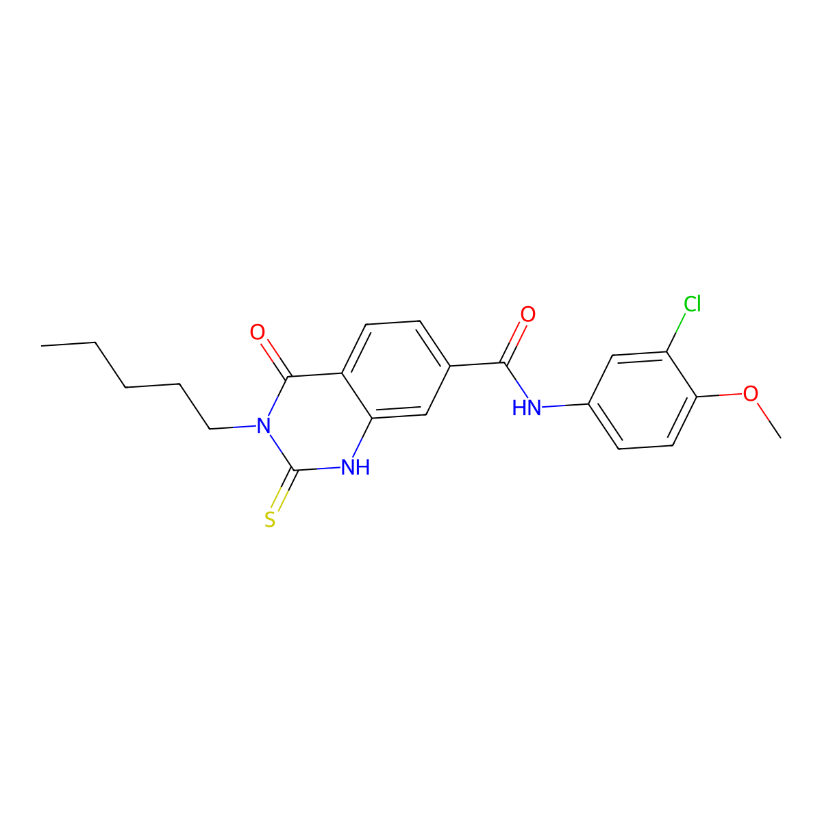 N-(3-chloro-4-methoxyphenyl)-4-oxo-3-pentyl-2-sulfanylidene-1H-quinazoline-7-carboxamide molecular structure, CAS 362501-01-7