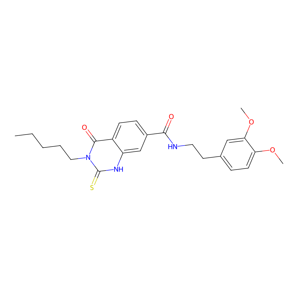 N-[2-(3,4-dimethoxyphenyl)ethyl]-4-oxo-3-pentyl-2-sulfanylidene-1H-quinazoline-7-carboxamide molecular structure, CAS 362501-02-8