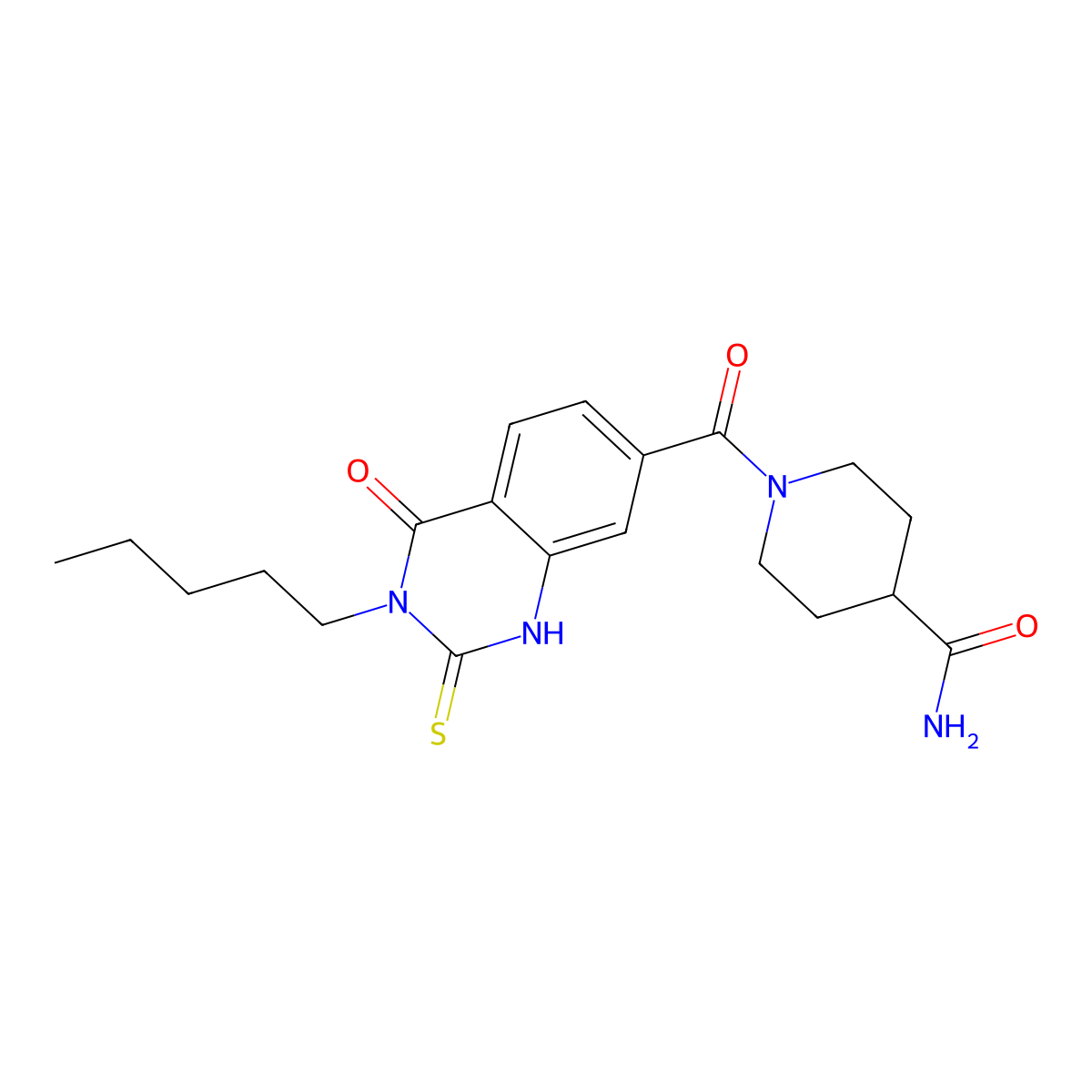 1-(4-Oxo-3-pentyl-2-thioxo-1,2,3,4-tetrahydroquinazoline-7-carbonyl)piperidine-4-carboxamide molecular structure, CAS 362501-04-0