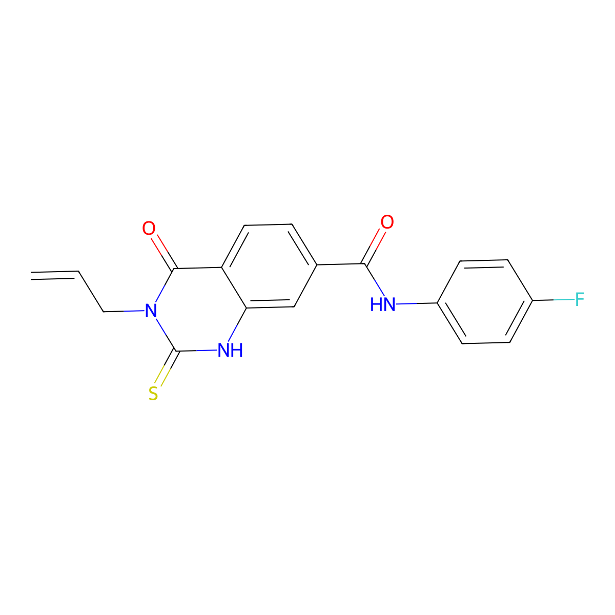 N-(4-fluorophenyl)-4-oxo-3-prop-2-enyl-2-sulfanylidene-1H-quinazoline-7-carboxamide molecular structure, CAS 362501-07-3