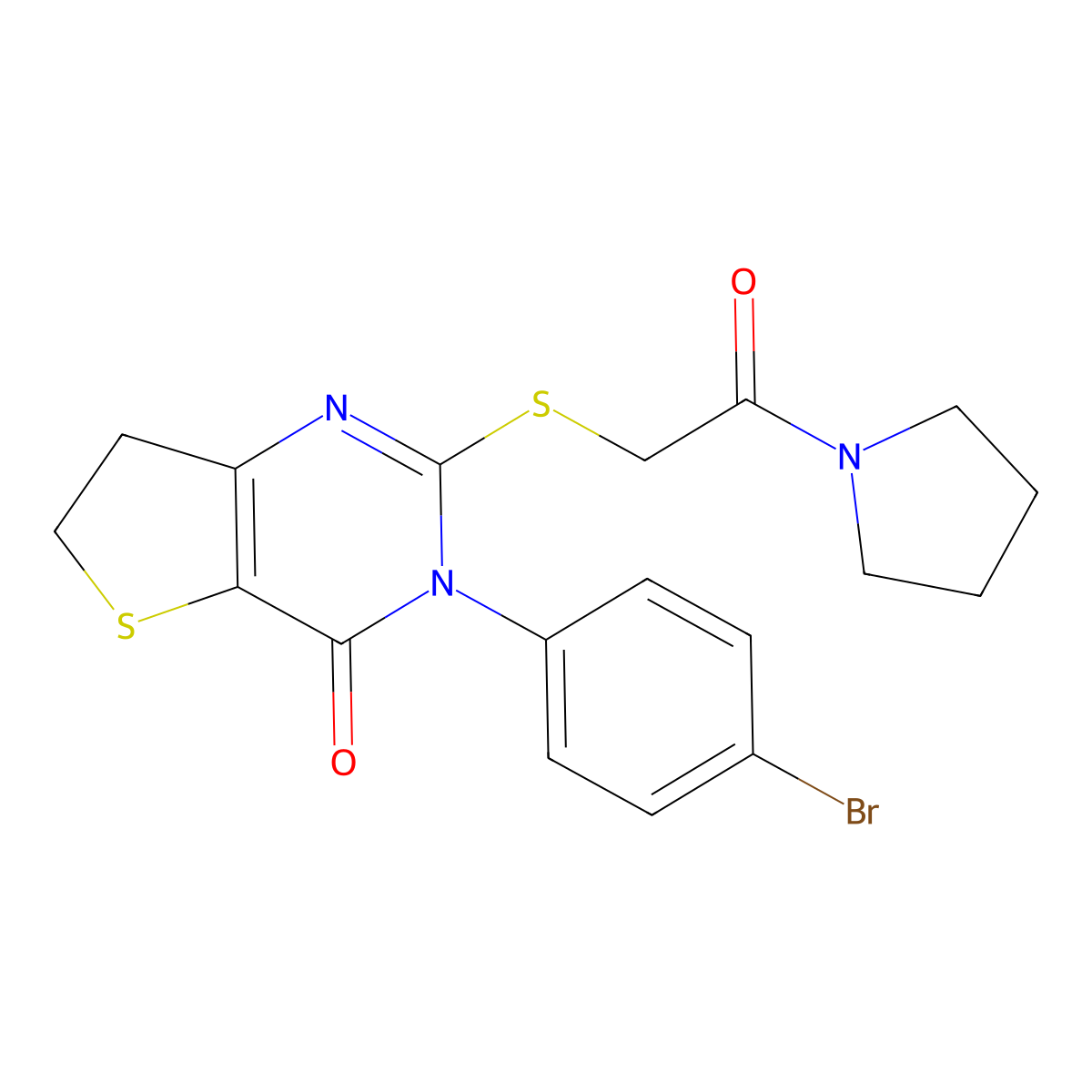 3-(4-Bromophenyl)-2-(2-oxo-2-pyrrolidin-1-ylethyl)sulfanyl-6,7-dihydrothieno[3,2-d]pyrimidin-4-one molecular structure, CAS 362501-23-3