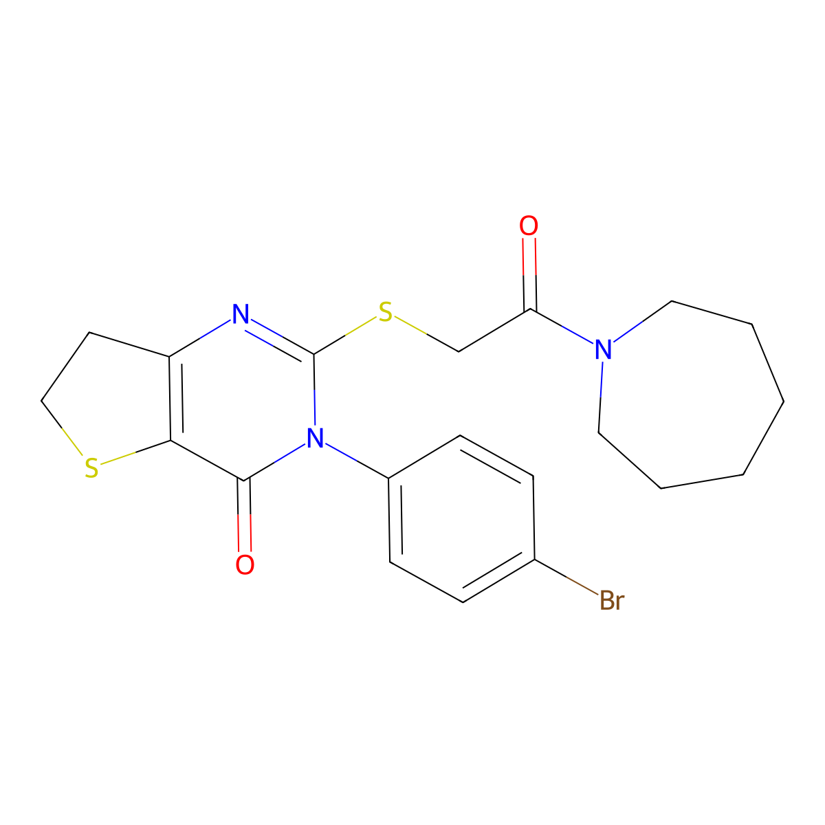 2-((2-(azepan-1-yl)-2-oxoethyl)thio)-3-(4-bromophenyl)-6,7-dihydrothieno[3,2-d]pyrimidin-4(3H)-one molecular structure, CAS 362501-26-6