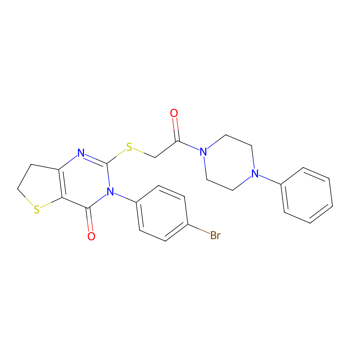 3-(4-bromophenyl)-2-((2-oxo-2-(4-phenylpiperazin-1-yl)ethyl)thio)-6,7-dihydrothieno[3,2-d]pyrimidin-4(3H)-one molecular structure, CAS 362501-27-7